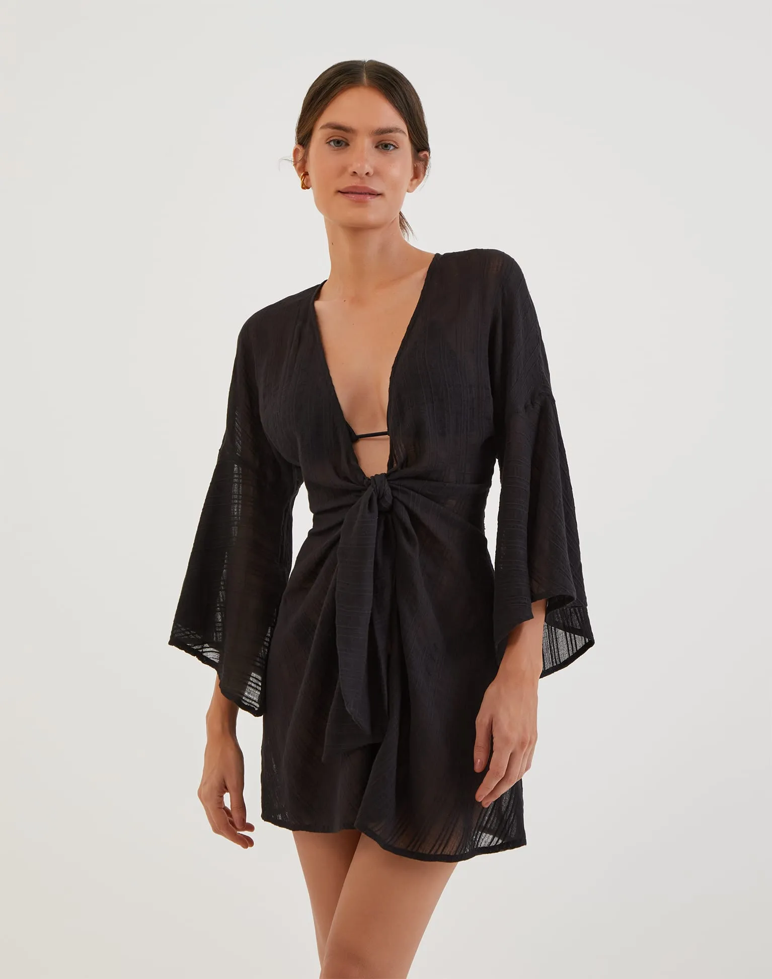 Perola Short Cover Up - Striped Black