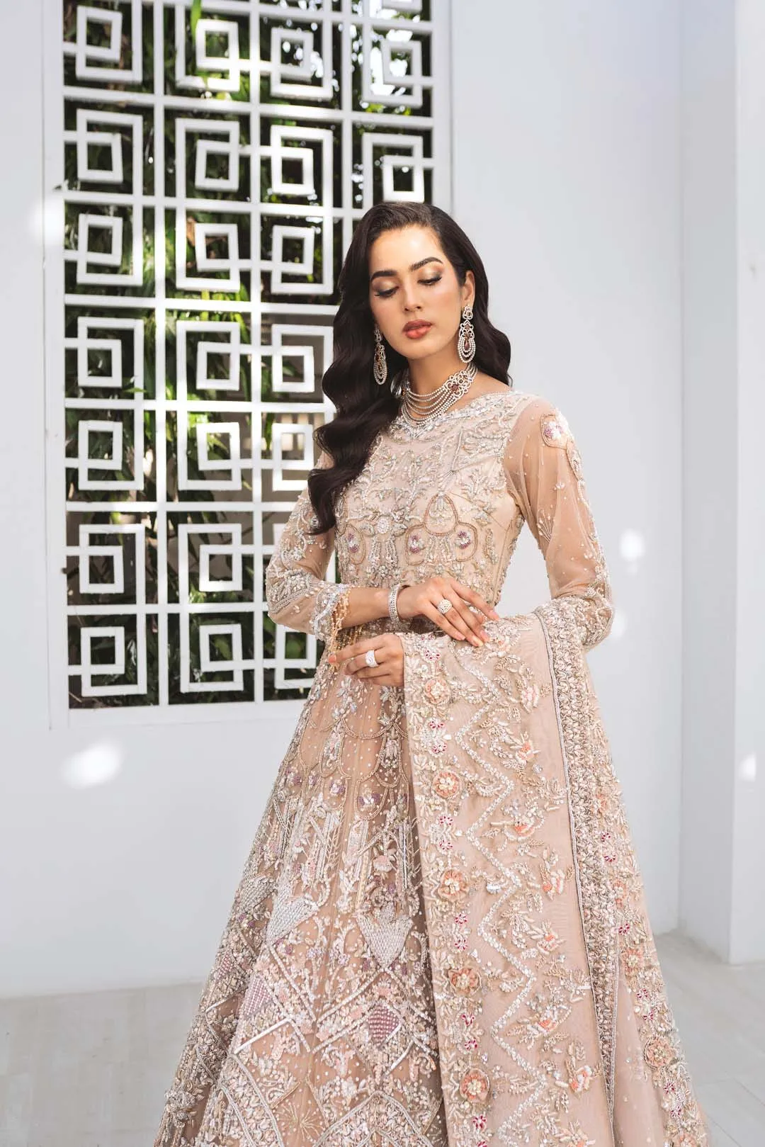 Pink Colour Lehenga Gown Pakistani Wedding Dresses