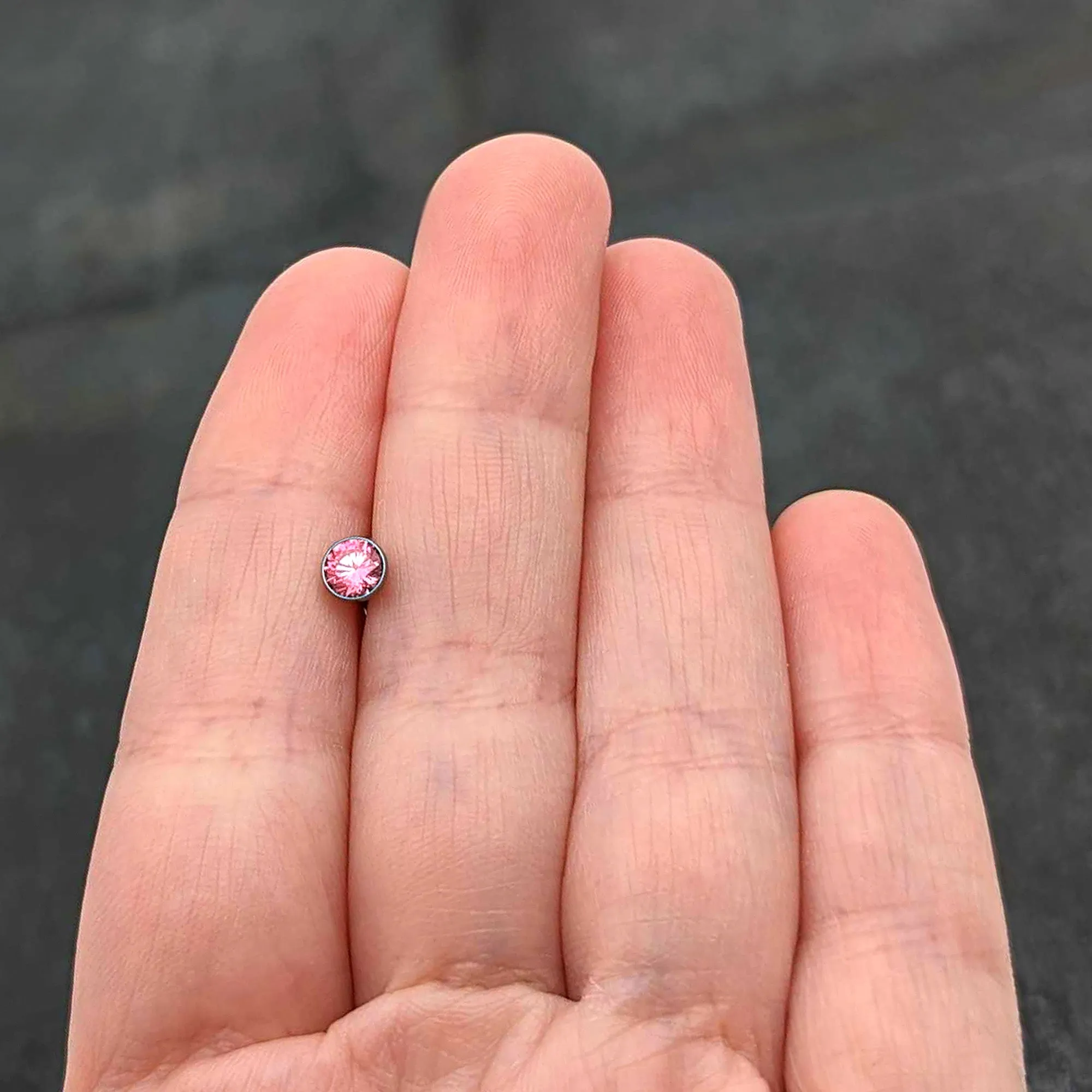 Pink CZ Gem ASTM F-136 Implant Grade Titanium Threadless Barbell Tongue Ring
