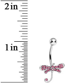 Pink Gem Lazy Dragonfly Belly Ring