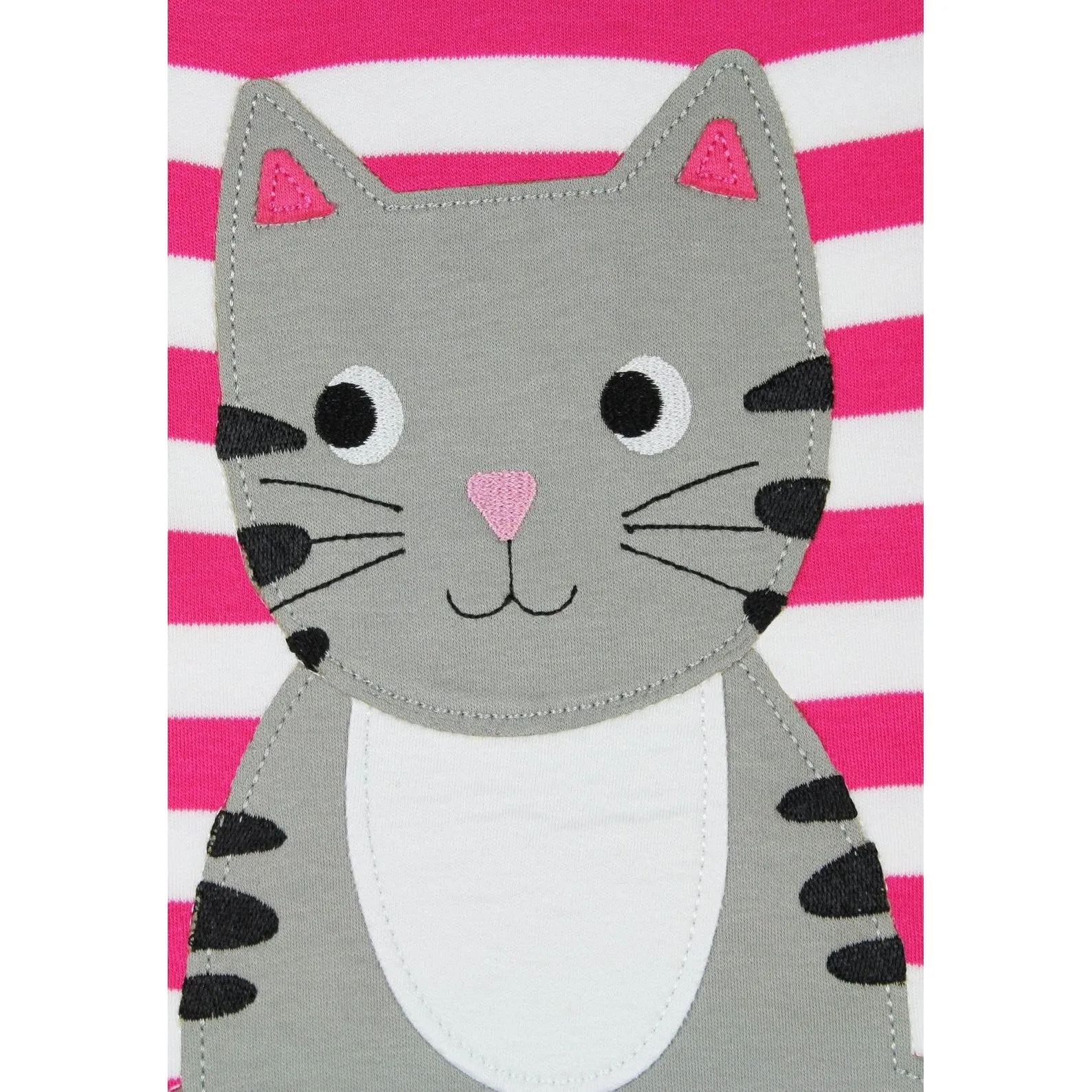 Pink Kitten Applique Long Sleeve Shirt