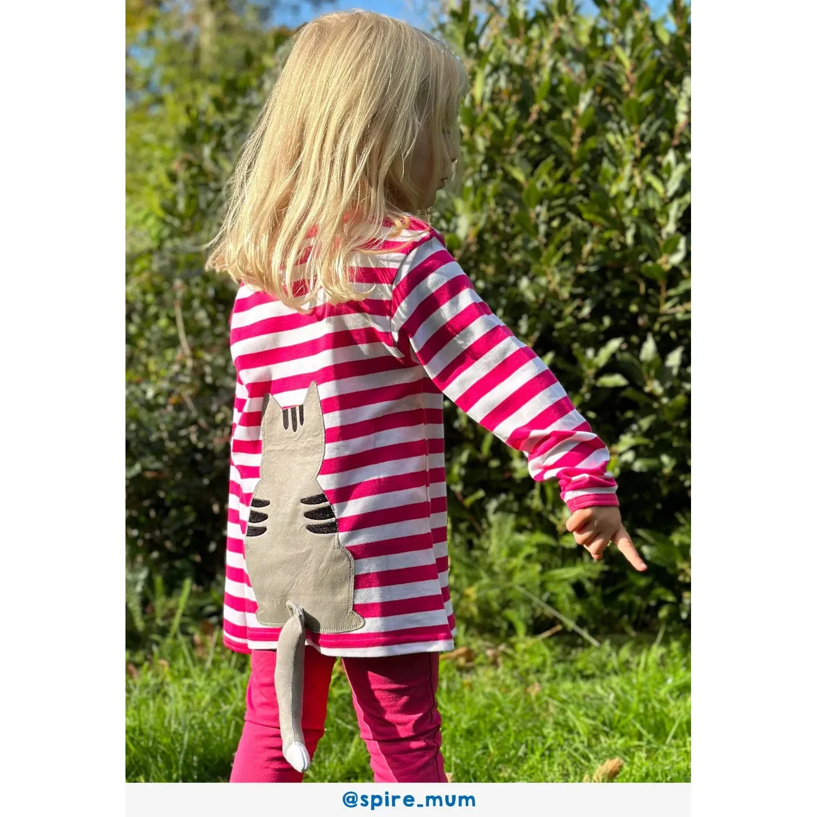 Pink Kitten Applique Long Sleeve Shirt