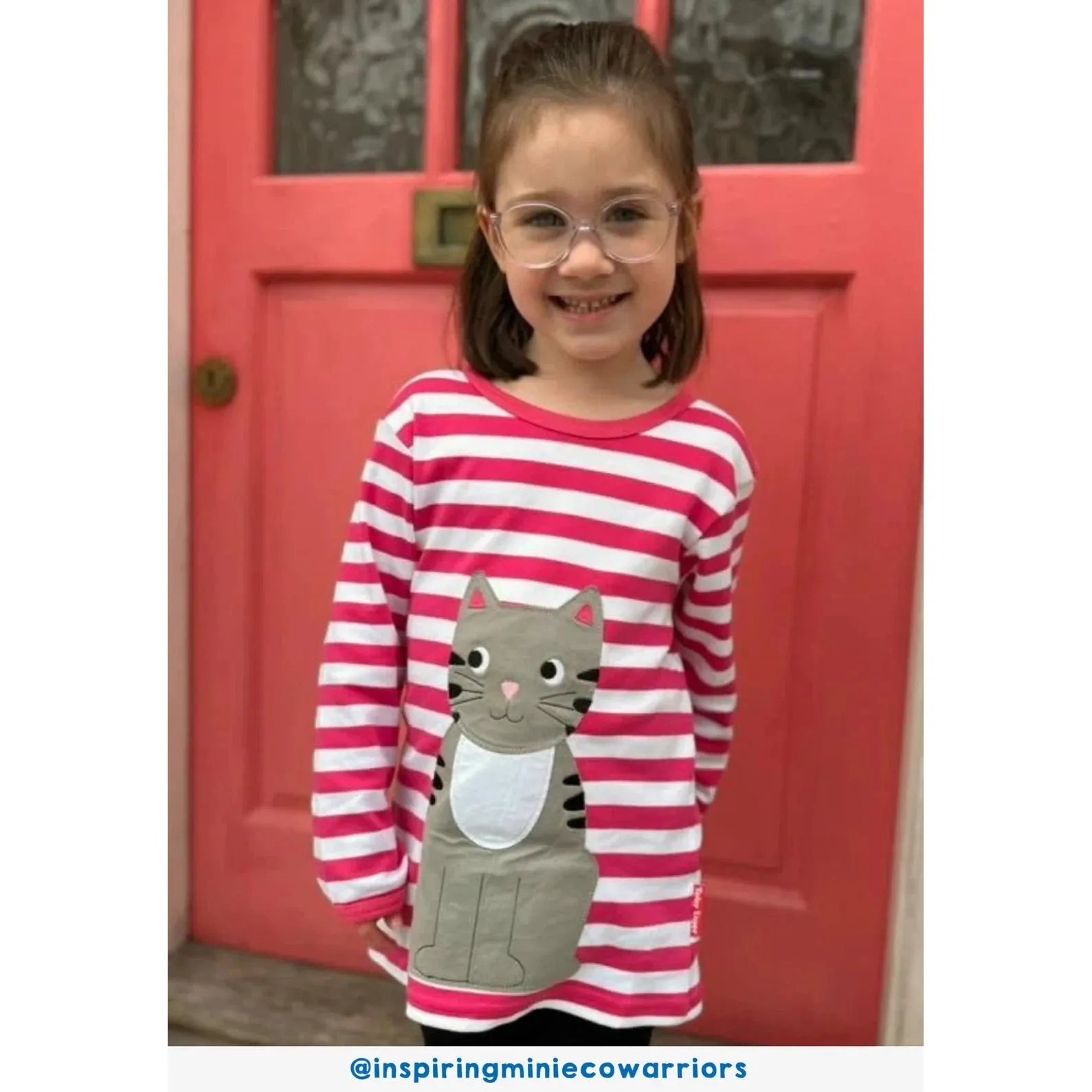 Pink Kitten Applique Long Sleeve Shirt