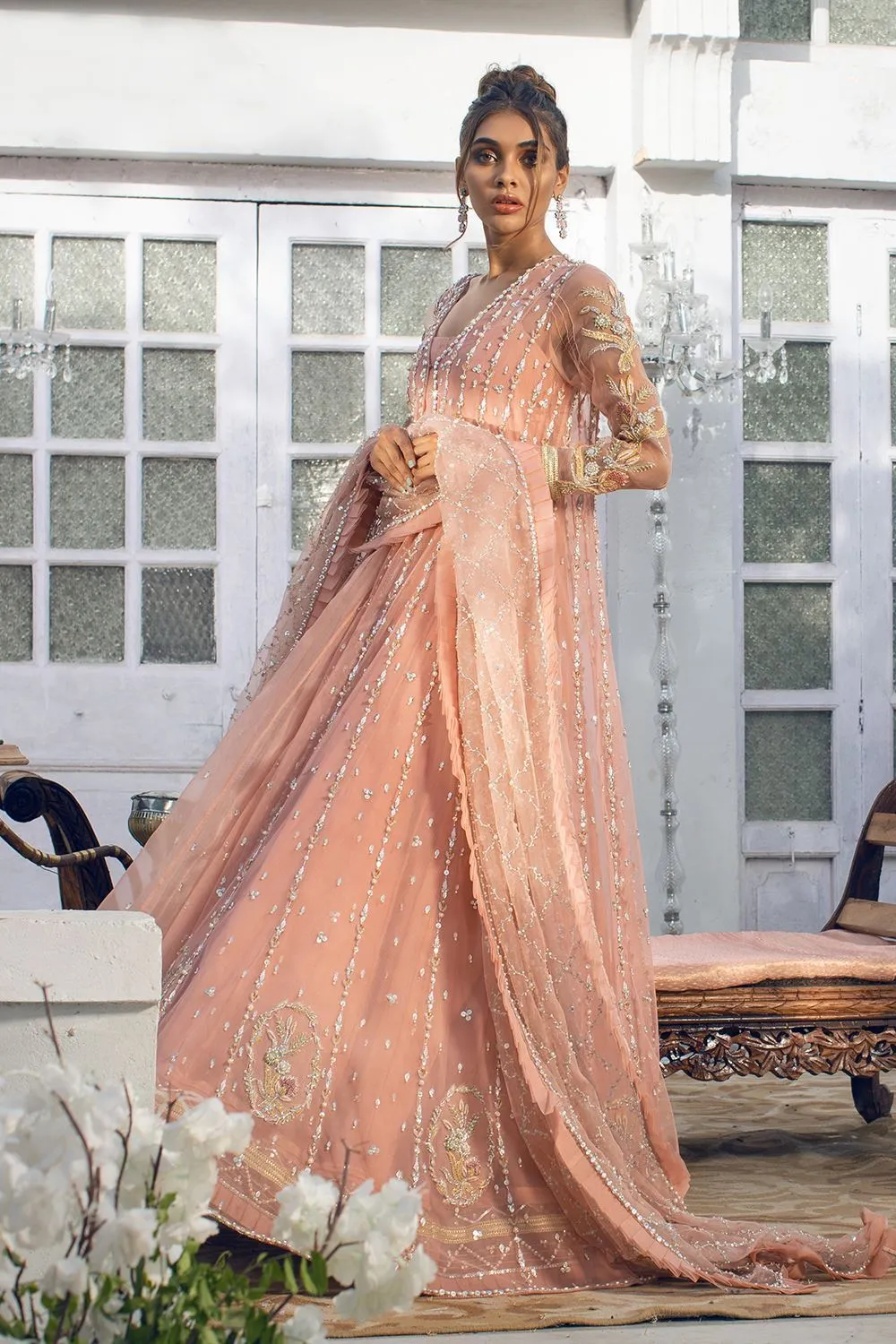 Pink Lehenga and Front Open Gown Pakistani Dress #BS912