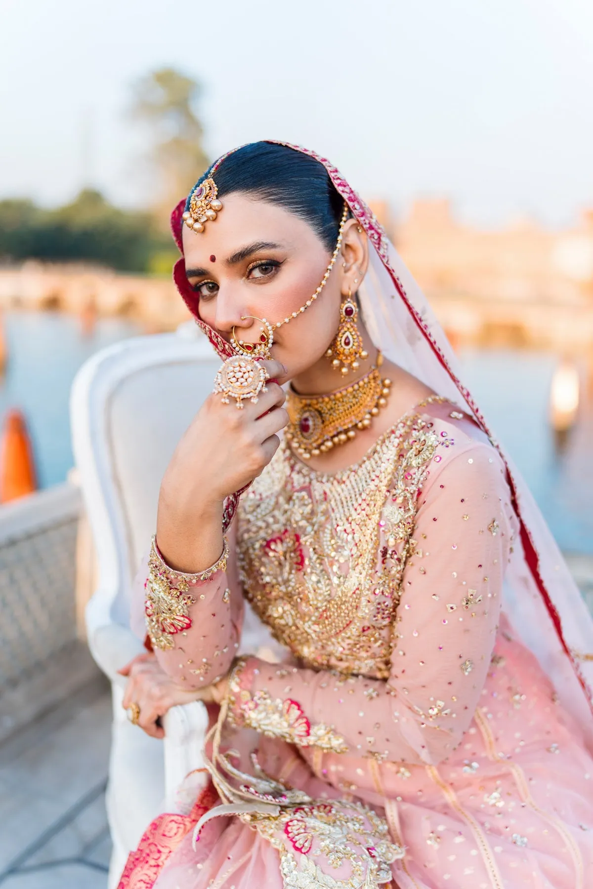 Pink Pakistani Bridal Dress in Frock and Lehenga Style
