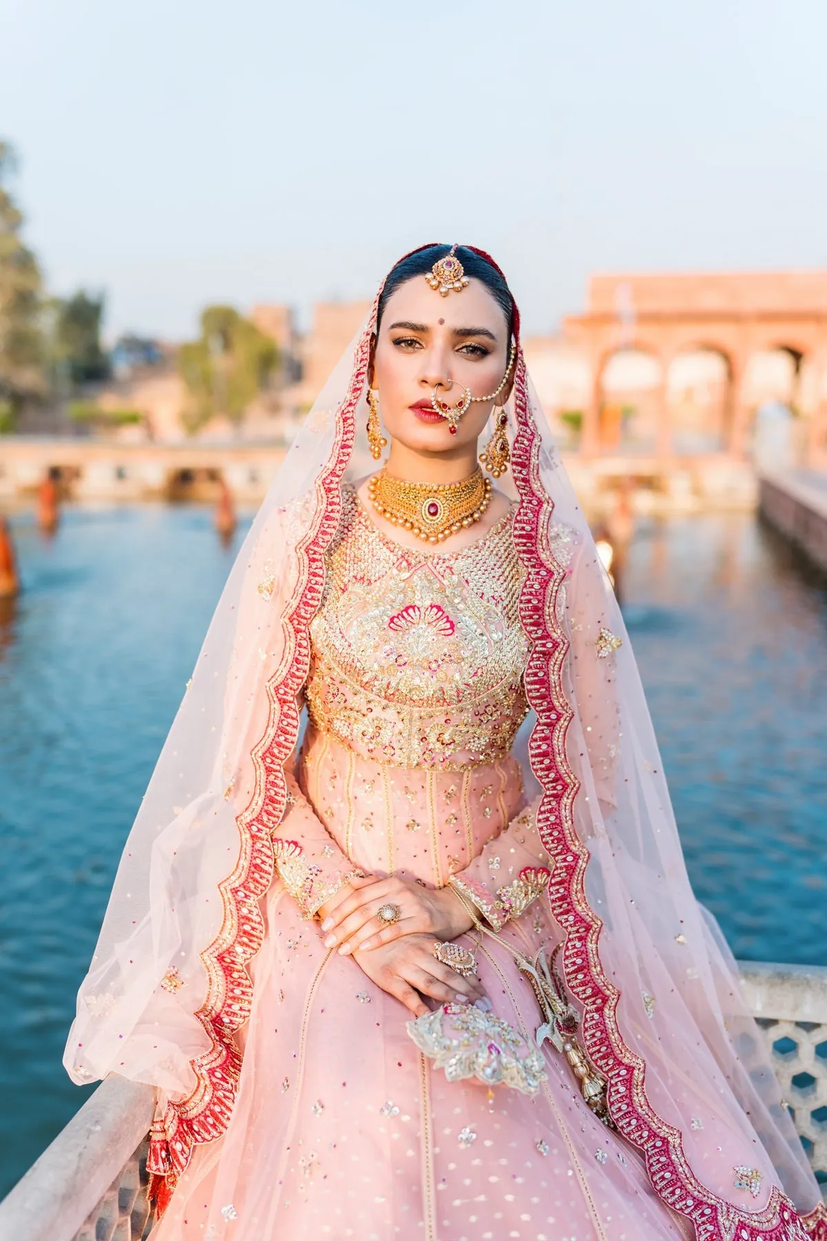 Pink Pakistani Bridal Dress in Frock and Lehenga Style