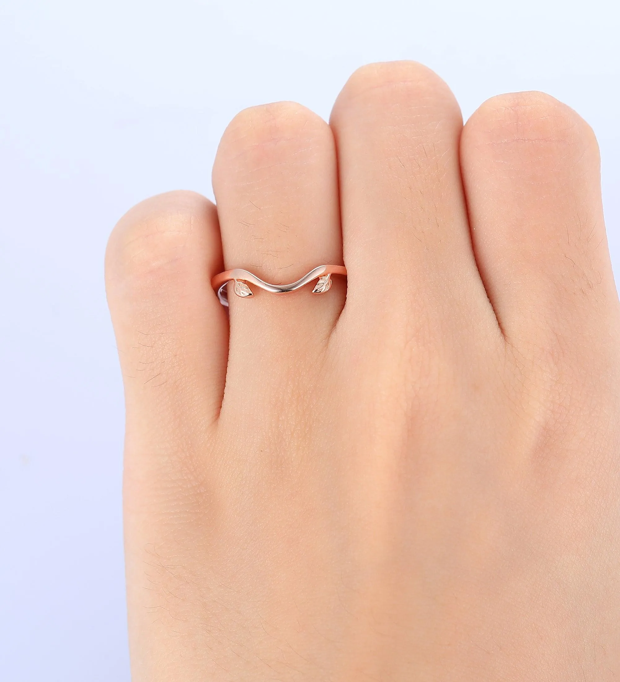 Plain Gold Engagement Band Leaf Simple Ring For Women