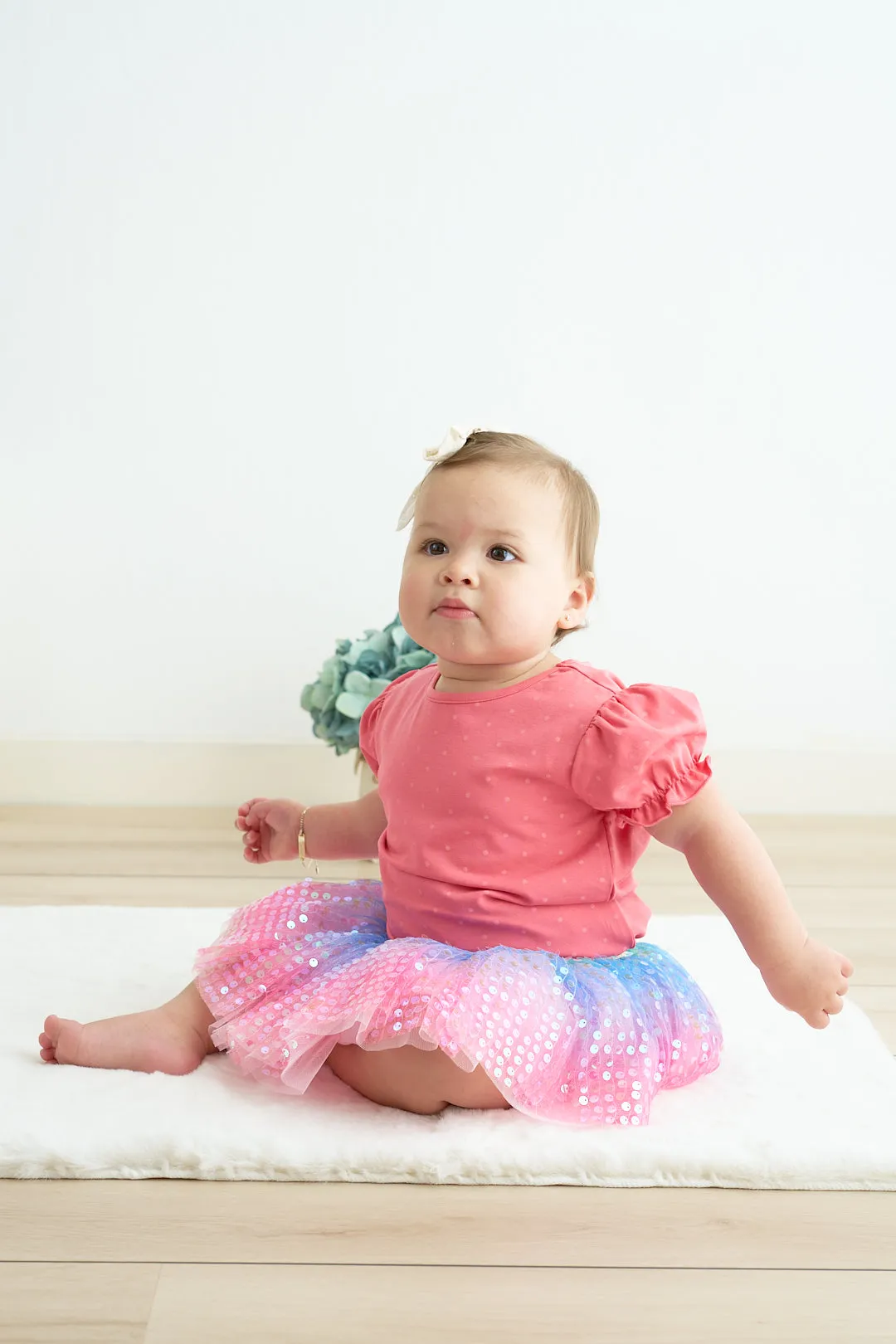 Platinum Pink Dot Puff Sleeve Girl Top