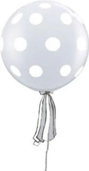 Polka Dot Clear Giant Round Balloon with Ribbon Tassel