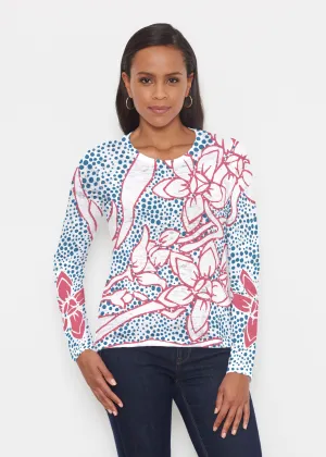 Polka Vine Red-Blue (8131) ~ Signature Long Sleeve Crew Shirt