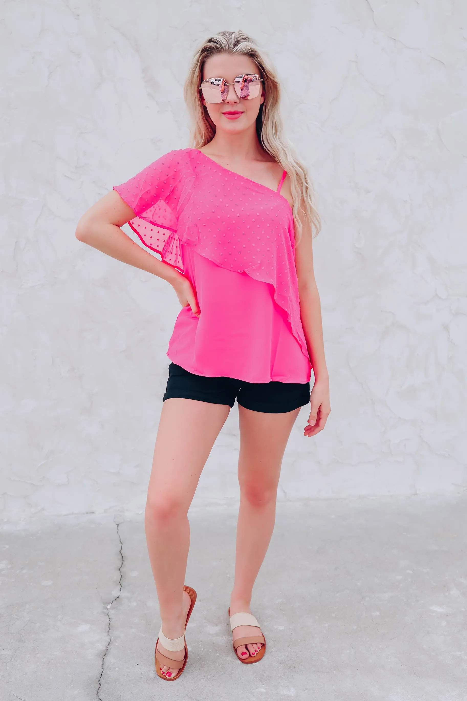 Posey Pink One Shoulder Top