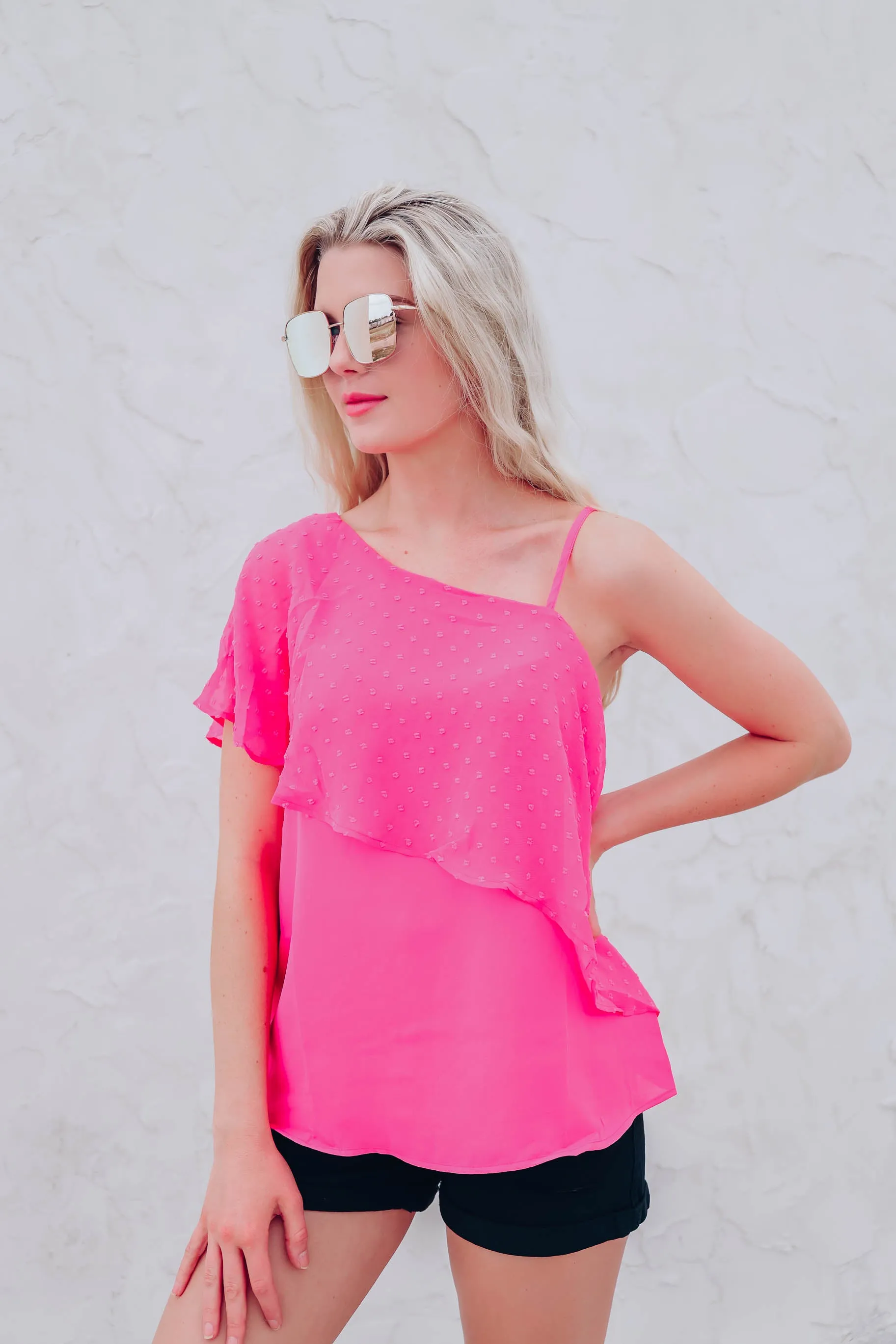 Posey Pink One Shoulder Top
