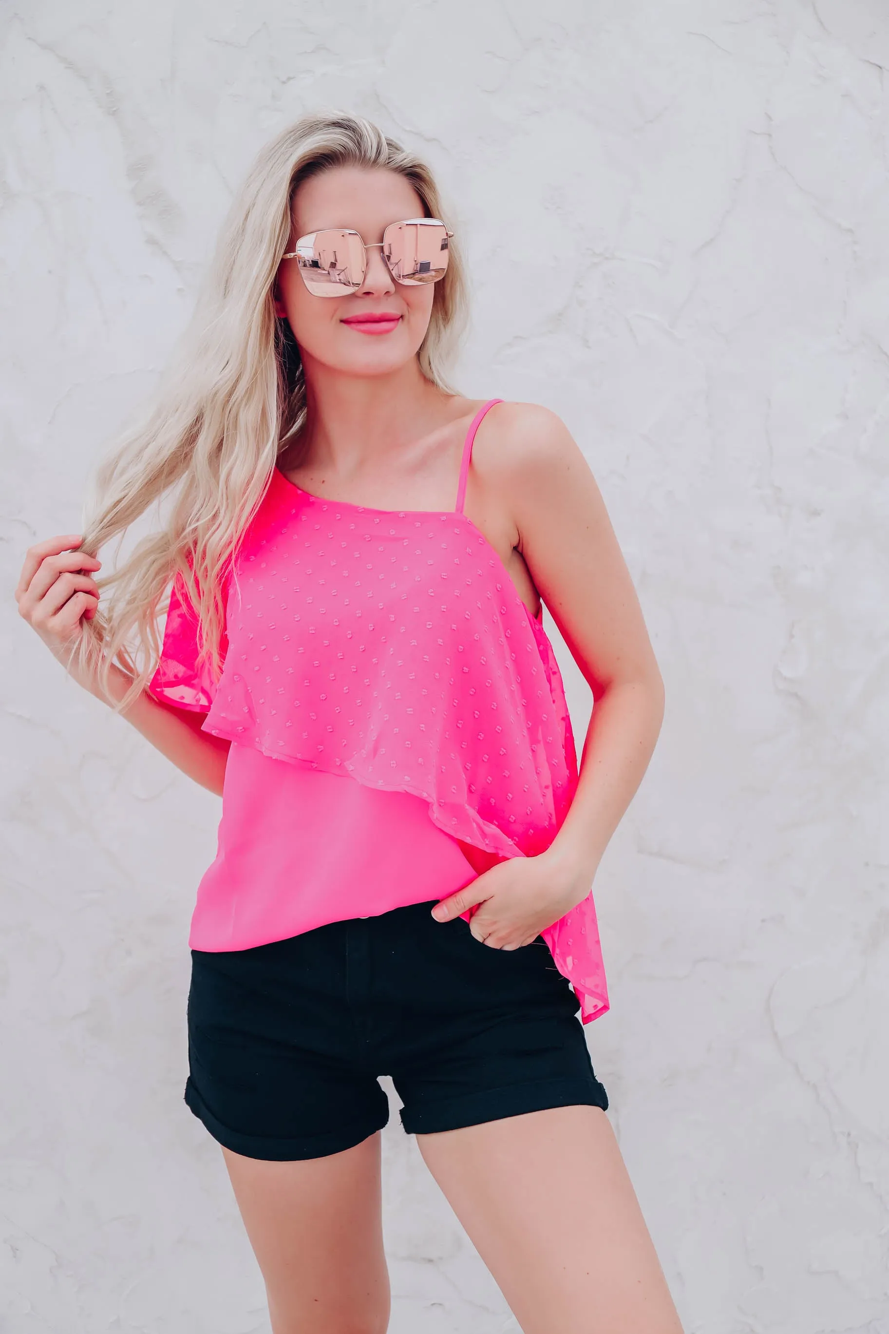 Posey Pink One Shoulder Top