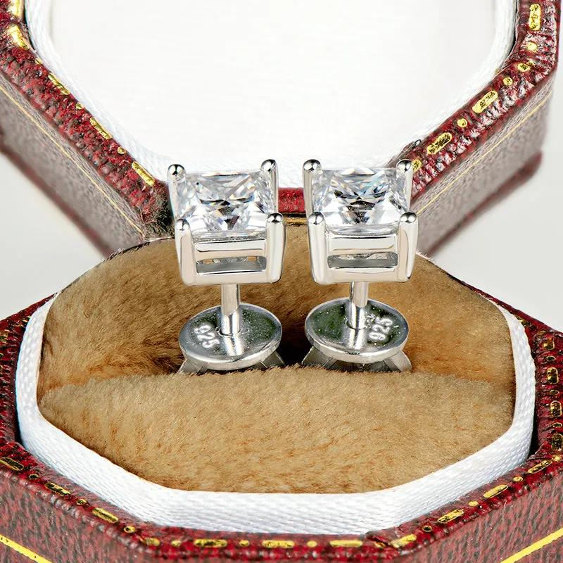 Princess Cut Moissanite Stud Earrings