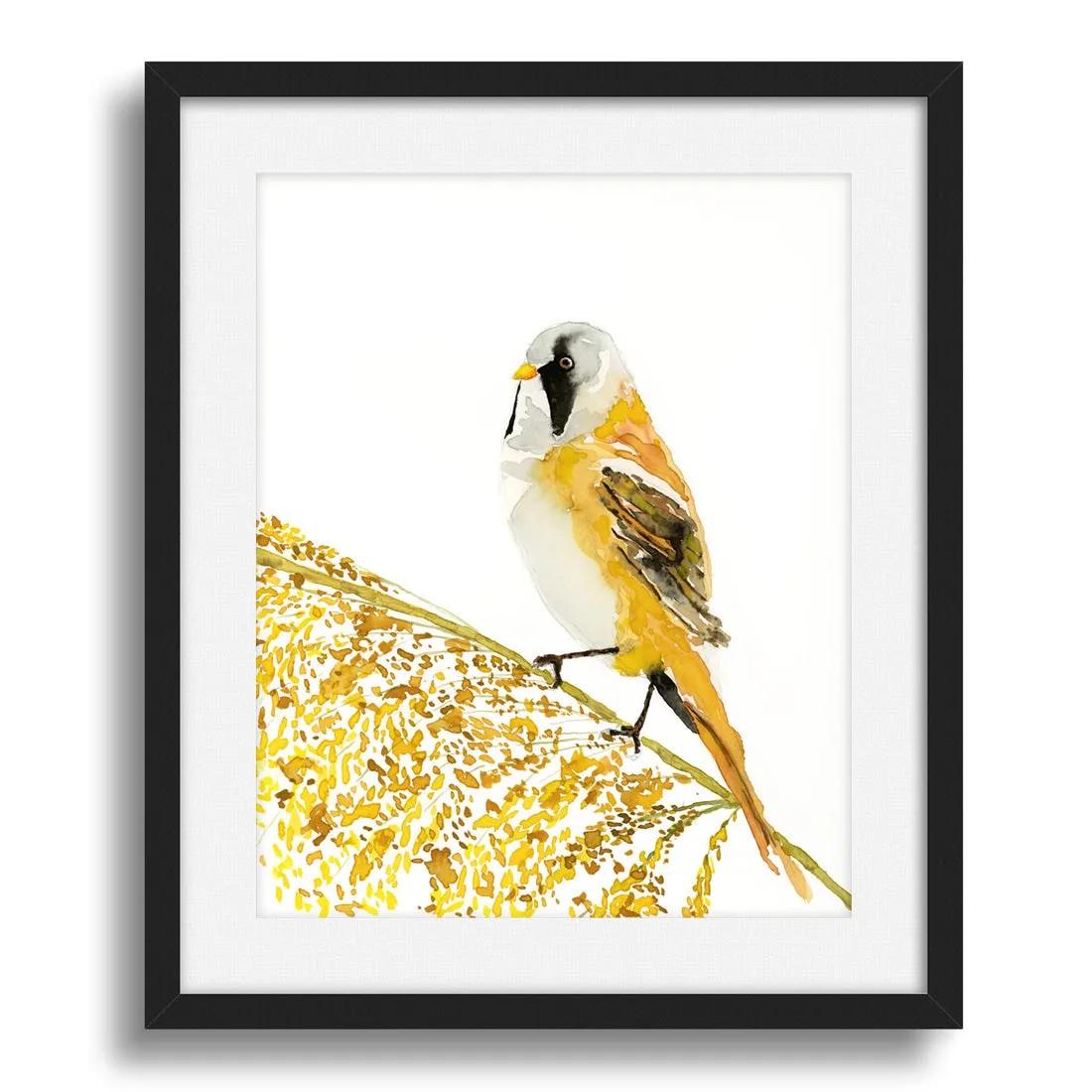 "Bearded Reedling" Yellow Bird Art Print