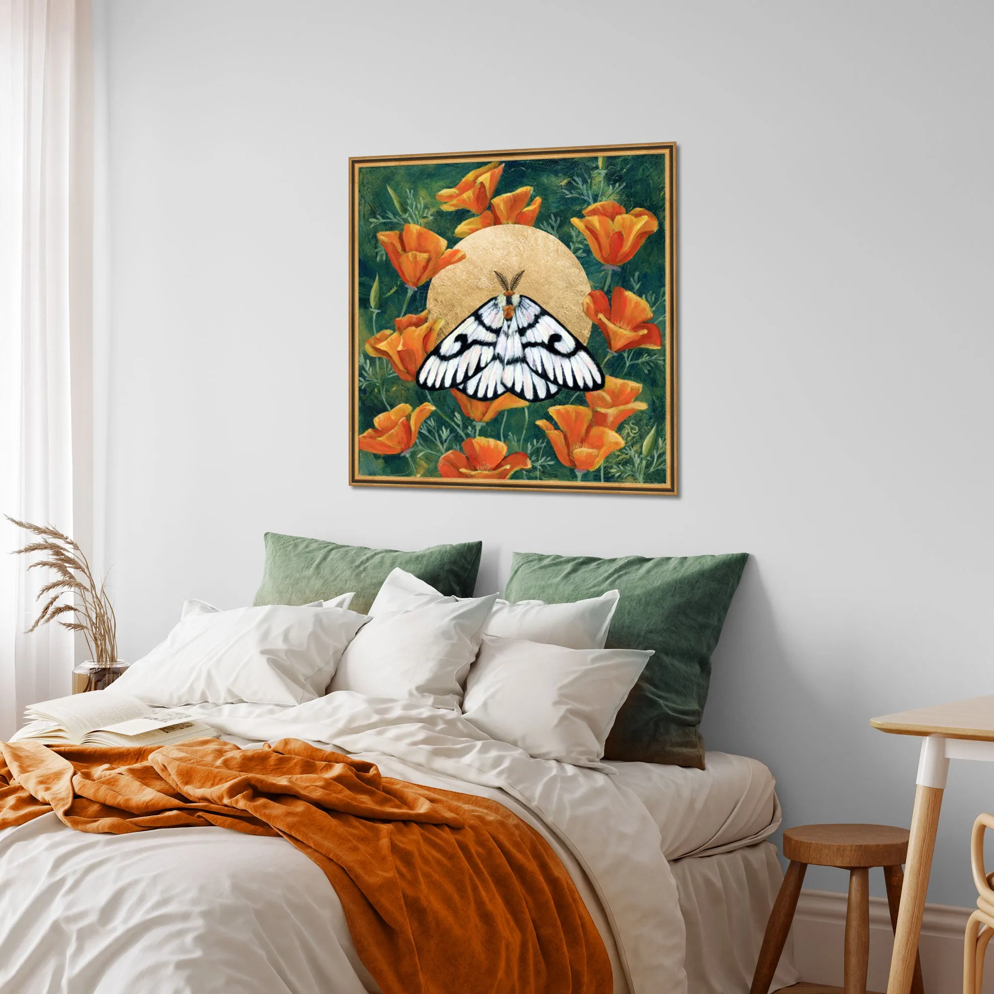 "Hera Buckmoth in Poppies" Moth Art Print