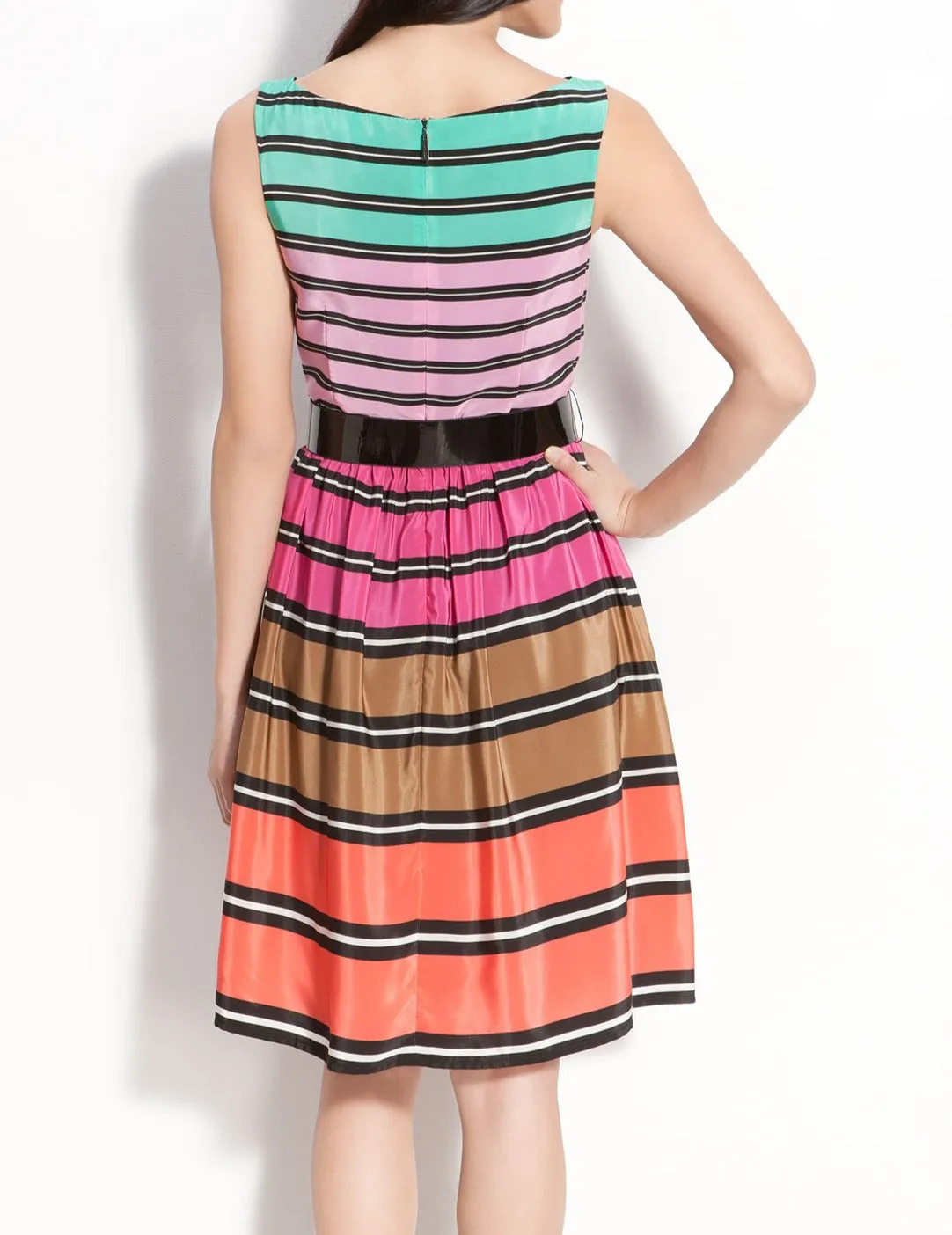 Rainbow Play Belted Striped Dress