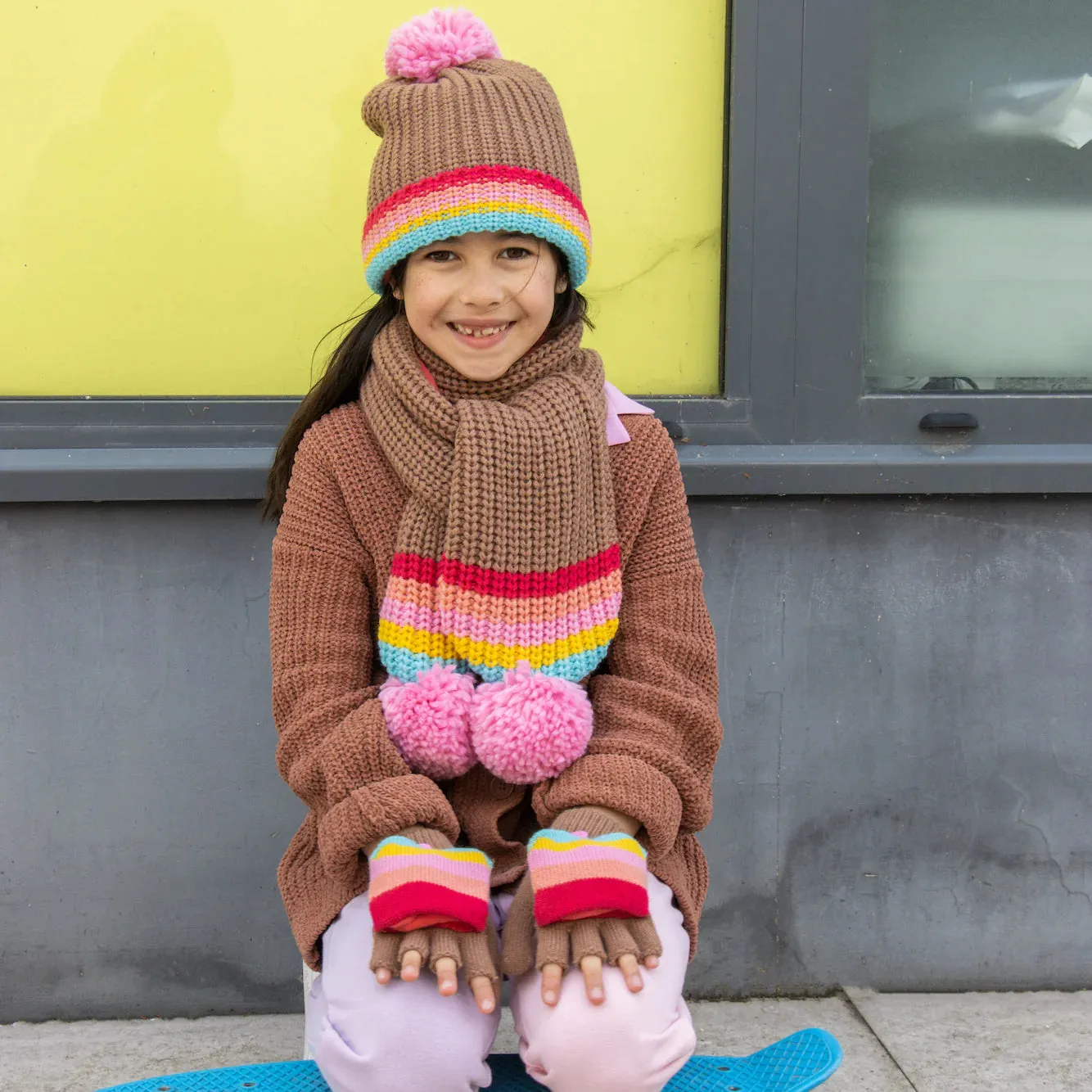 Rainbow Stripe Knitted Hat