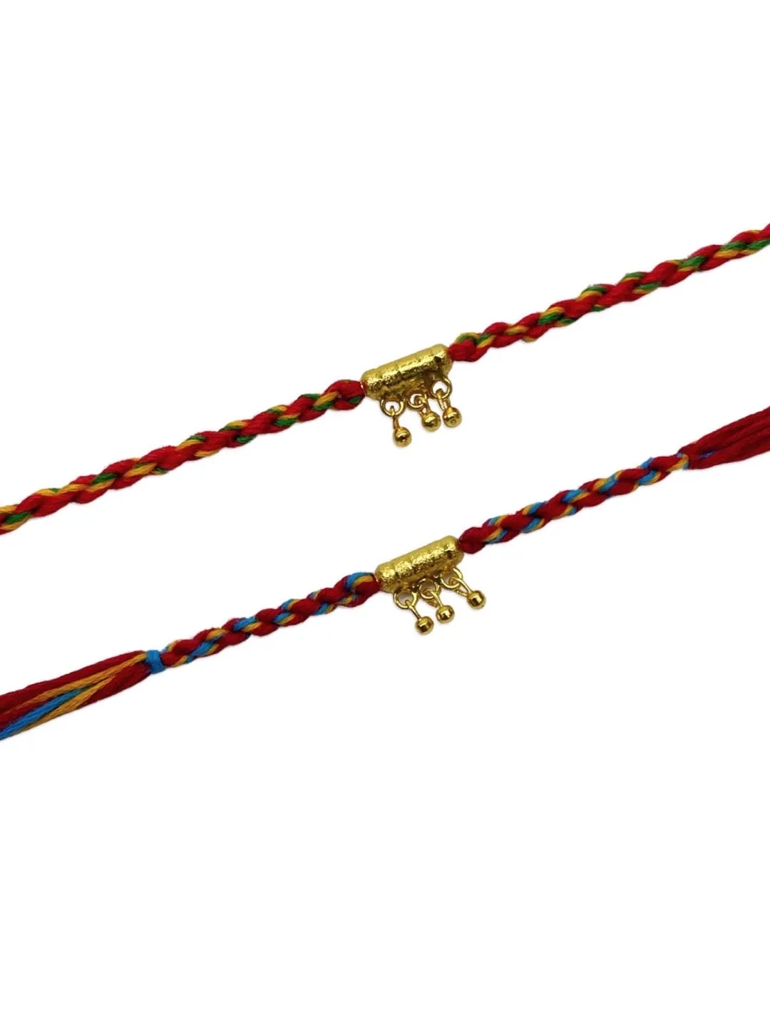 (Rakhi Set of 2) Simple Rakhi Designs With Ghungroo Multicolor Thread Rakhi For Rakshabandhan
