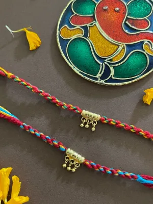 (Rakhi Set of 2) Simple Rakhi Designs With Ghungroo Multicolor Thread Rakhi For Rakshabandhan