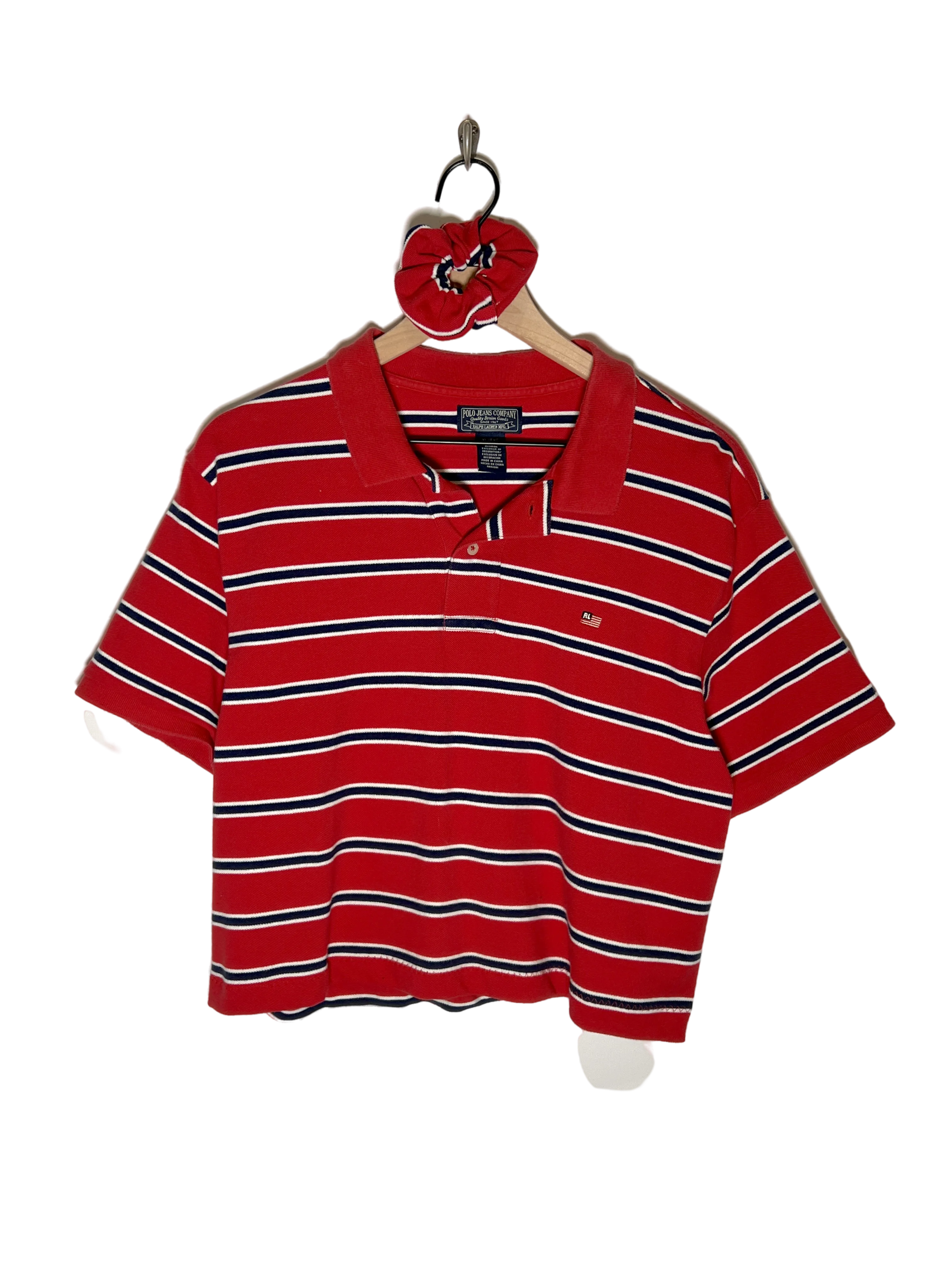 Ralph Lauren Red Striped Crop Polo Set (L)