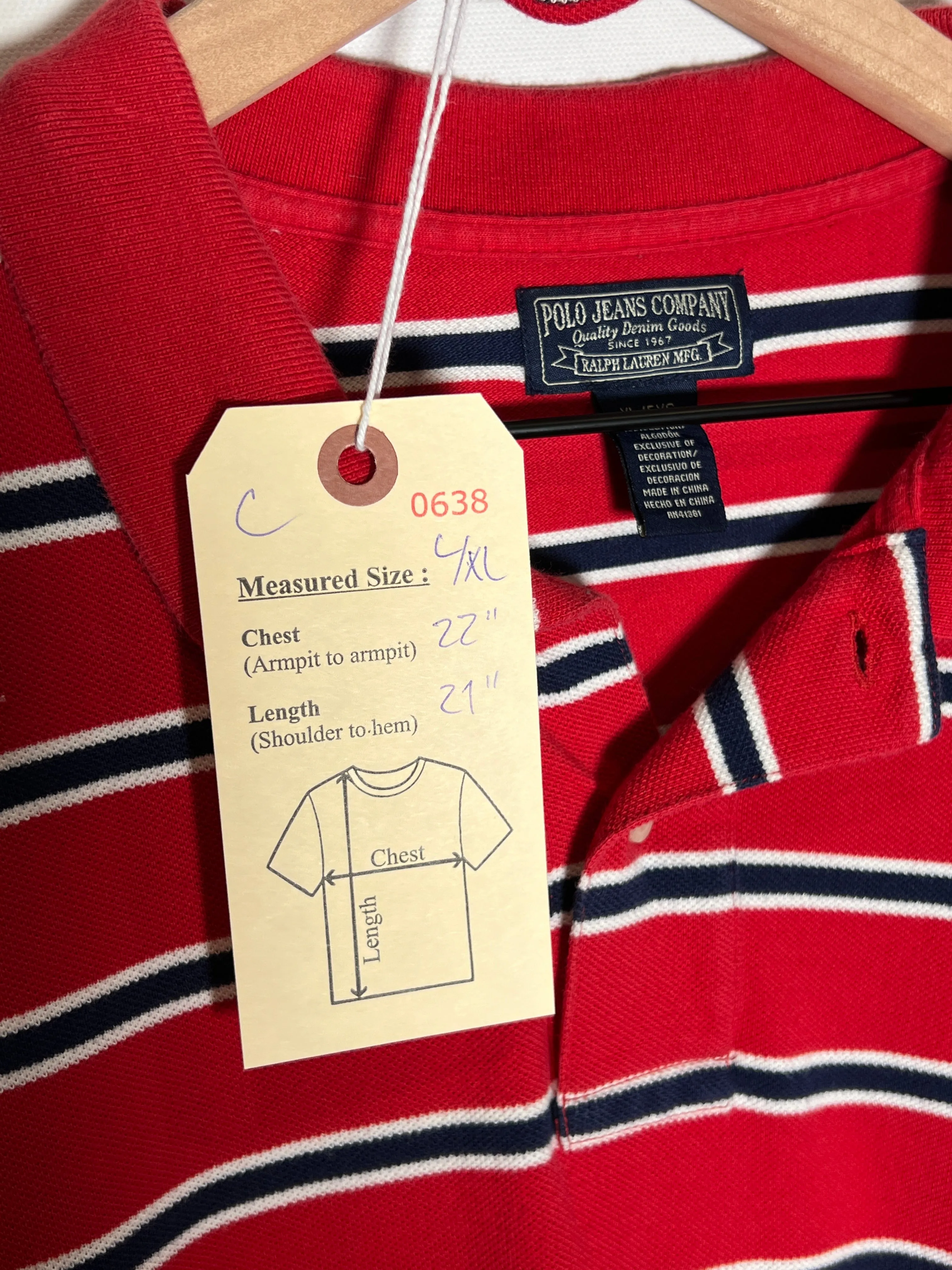 Ralph Lauren Red Striped Crop Polo Set (L)