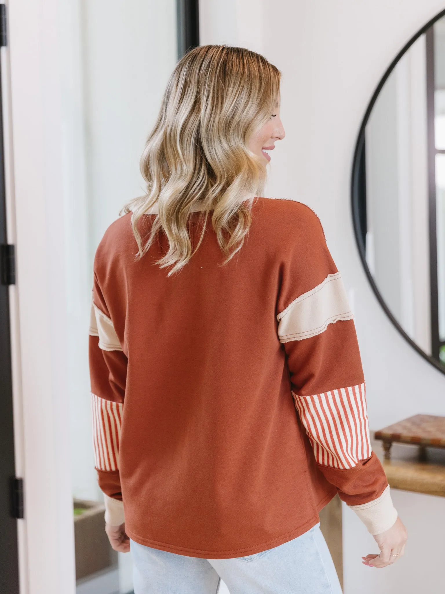 Raw Edge Contrast Pullover