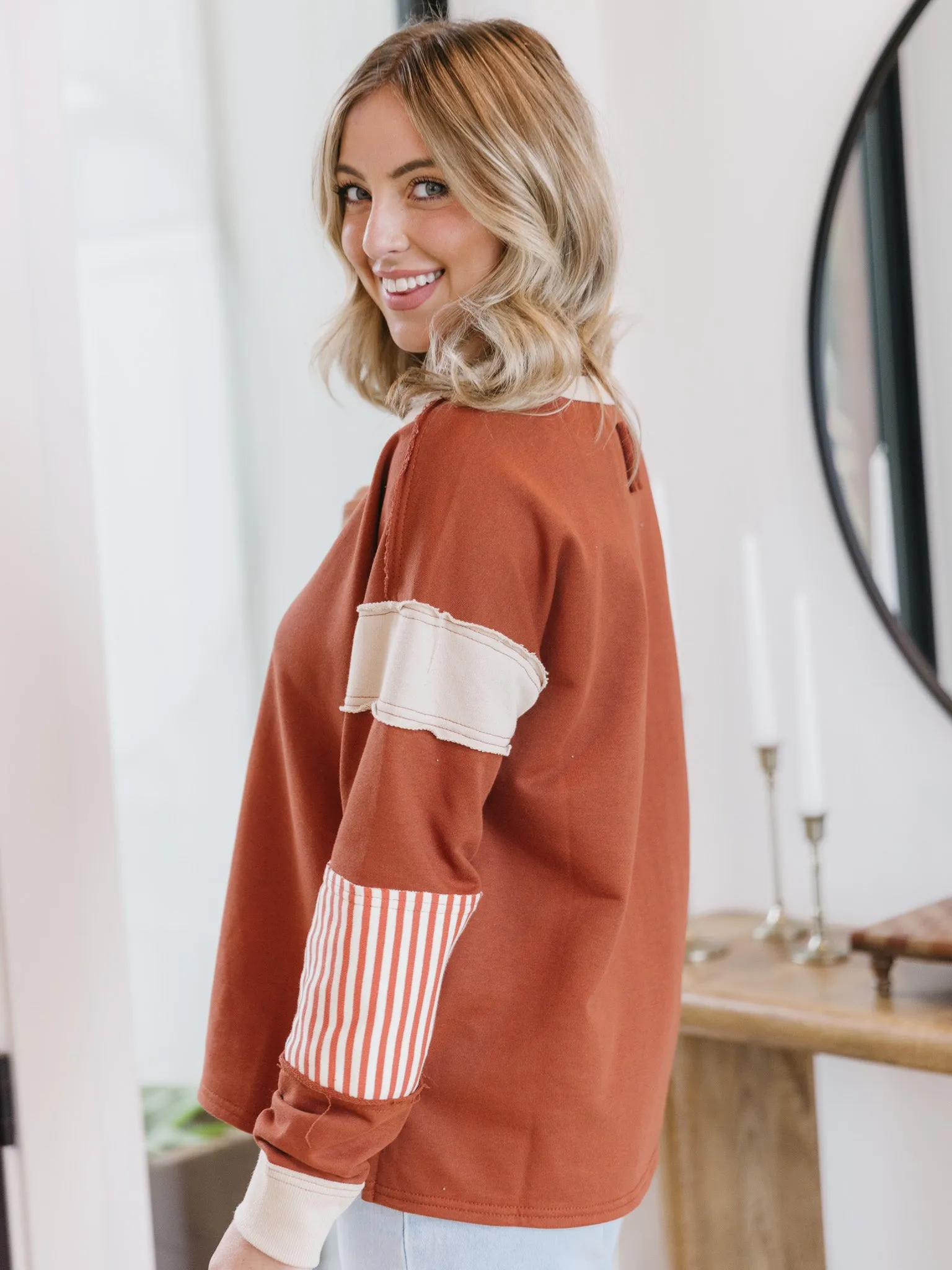 Raw Edge Contrast Pullover