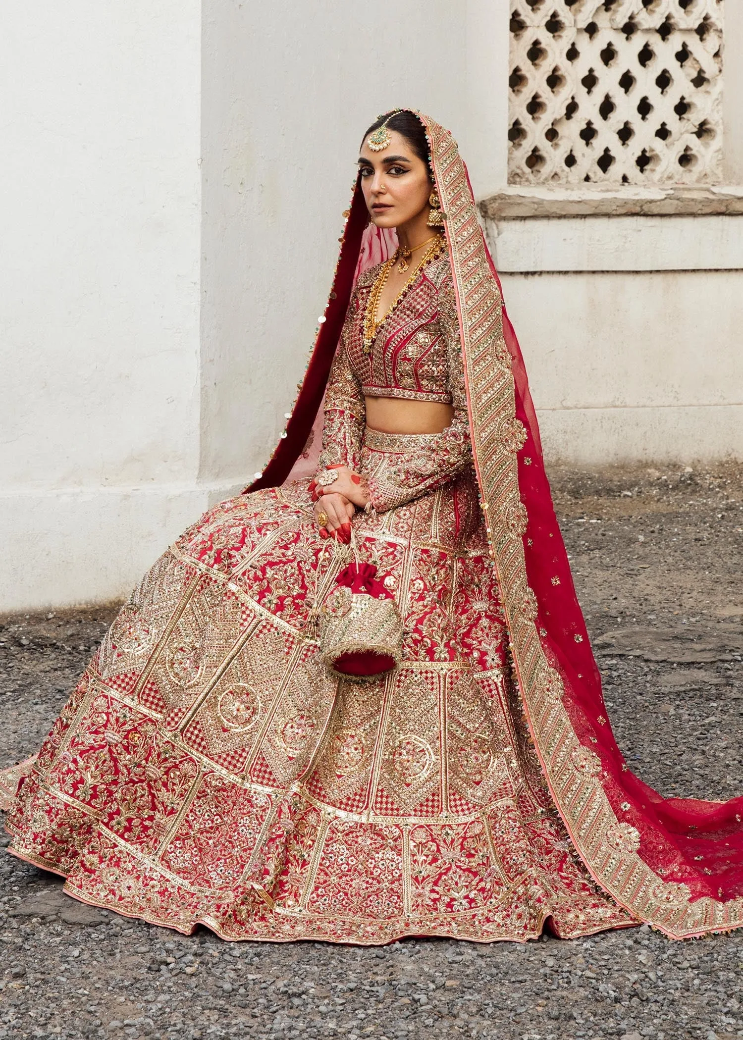 Red Lehenga Choli and Dupatta Bridal Wedding Dress