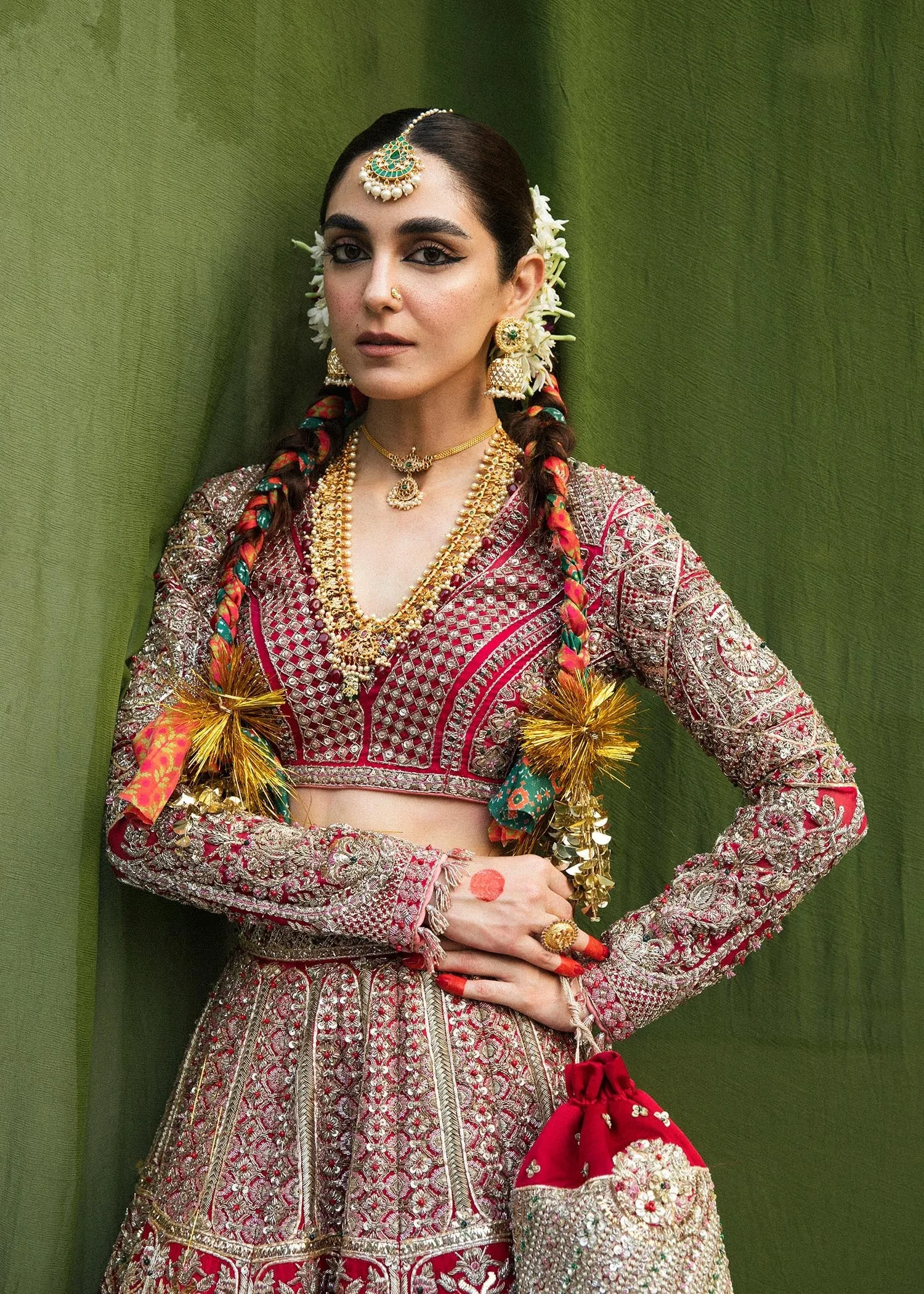 Red Lehenga Choli and Dupatta Bridal Wedding Dress
