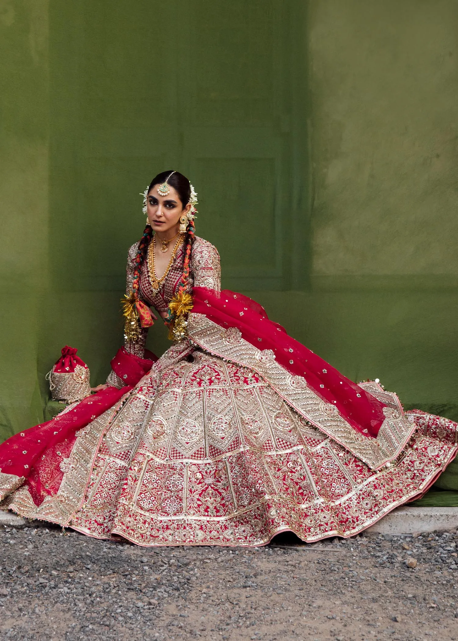 Red Lehenga Choli and Dupatta Bridal Wedding Dress