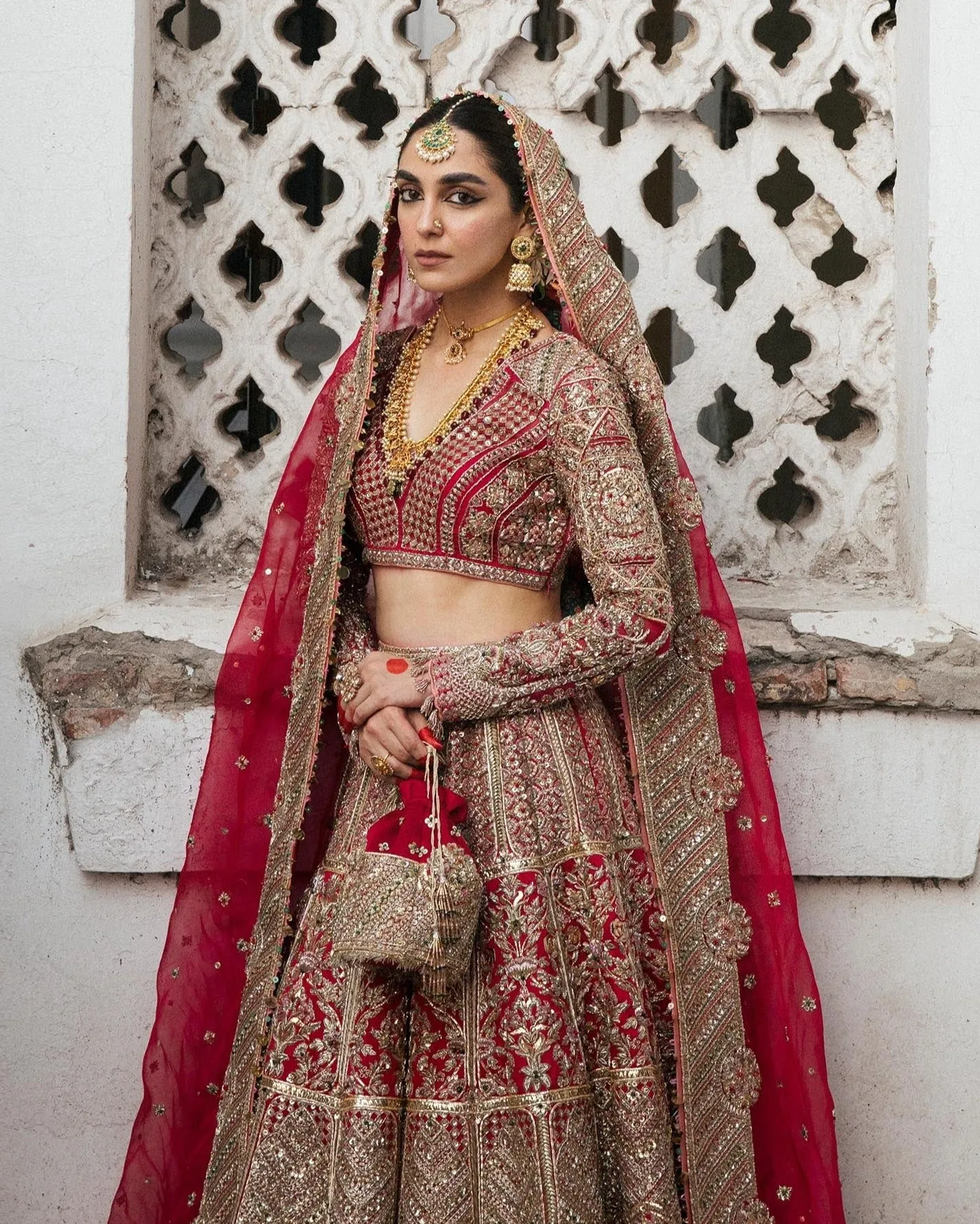 Red Lehenga Choli and Dupatta Bridal Wedding Dress