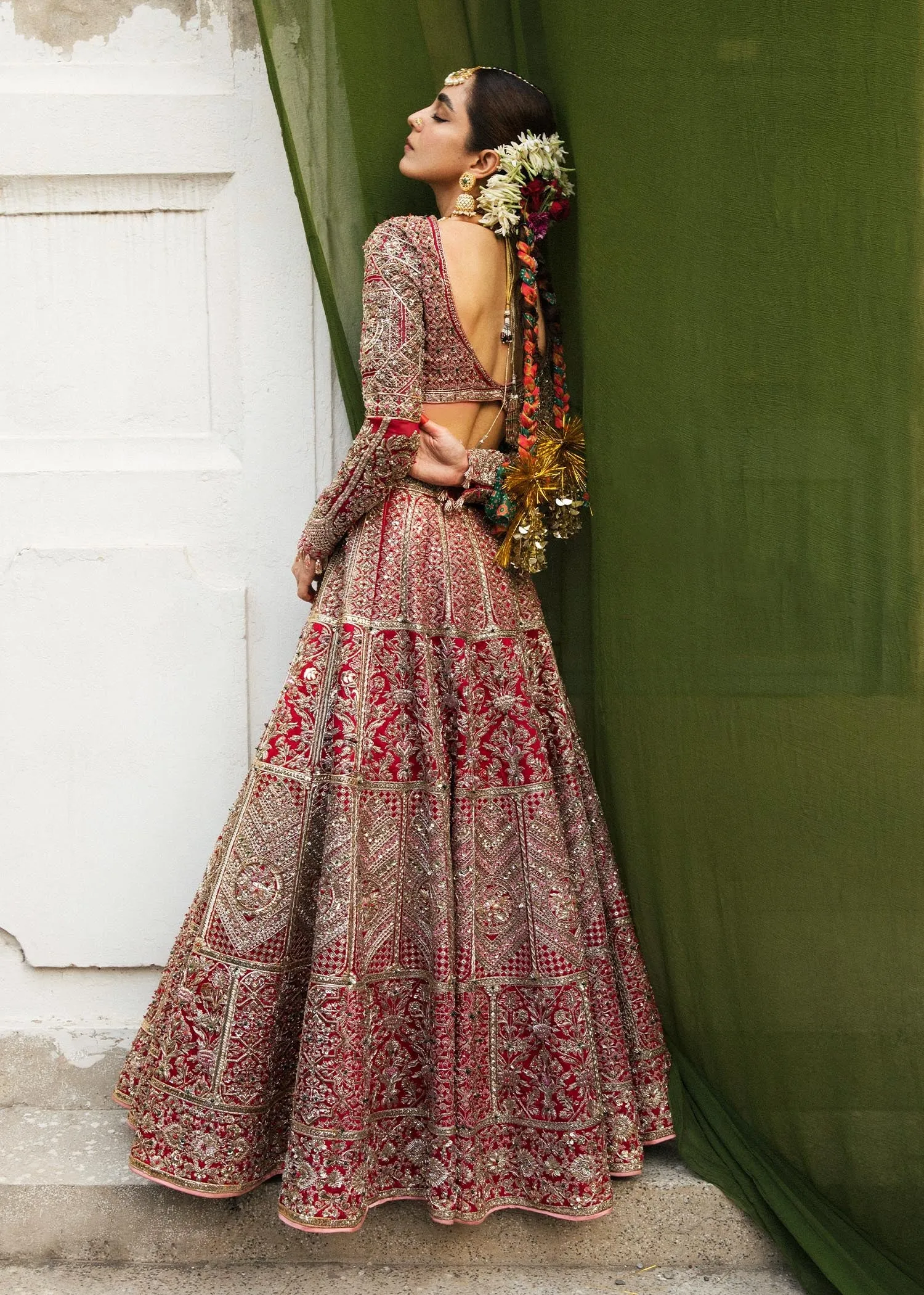 Red Lehenga Choli and Dupatta Bridal Wedding Dress