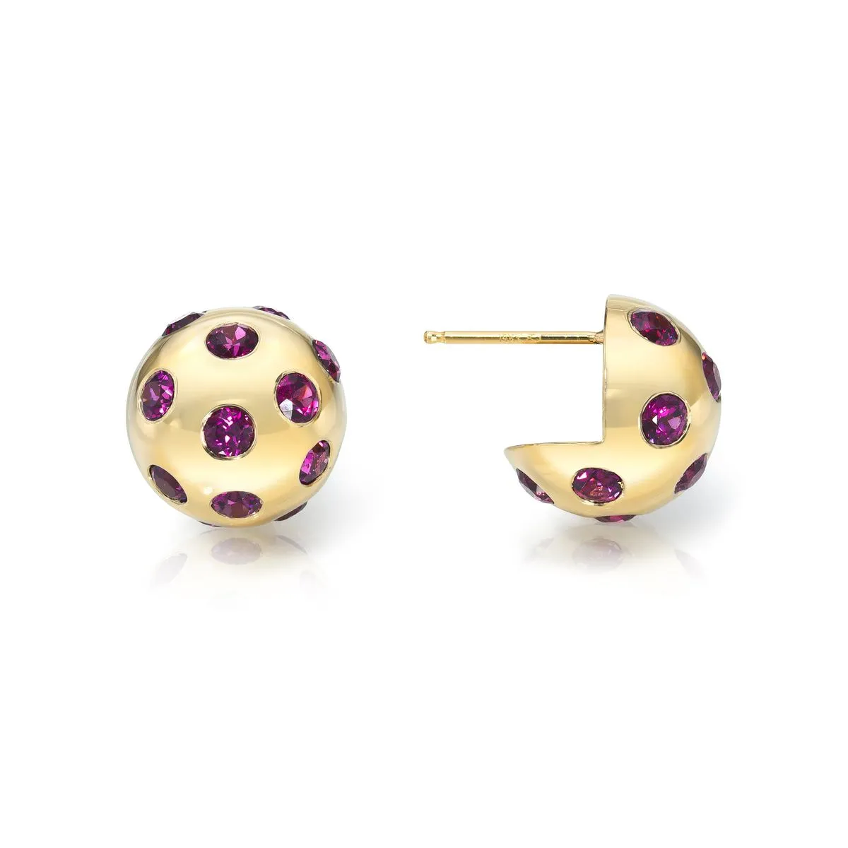 Rhodolite Polka Dot Ball Earrings