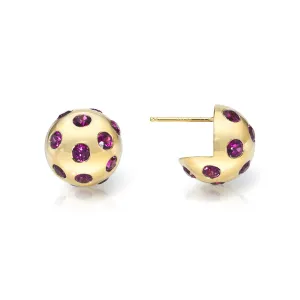 Rhodolite Polka Dot Ball Earrings