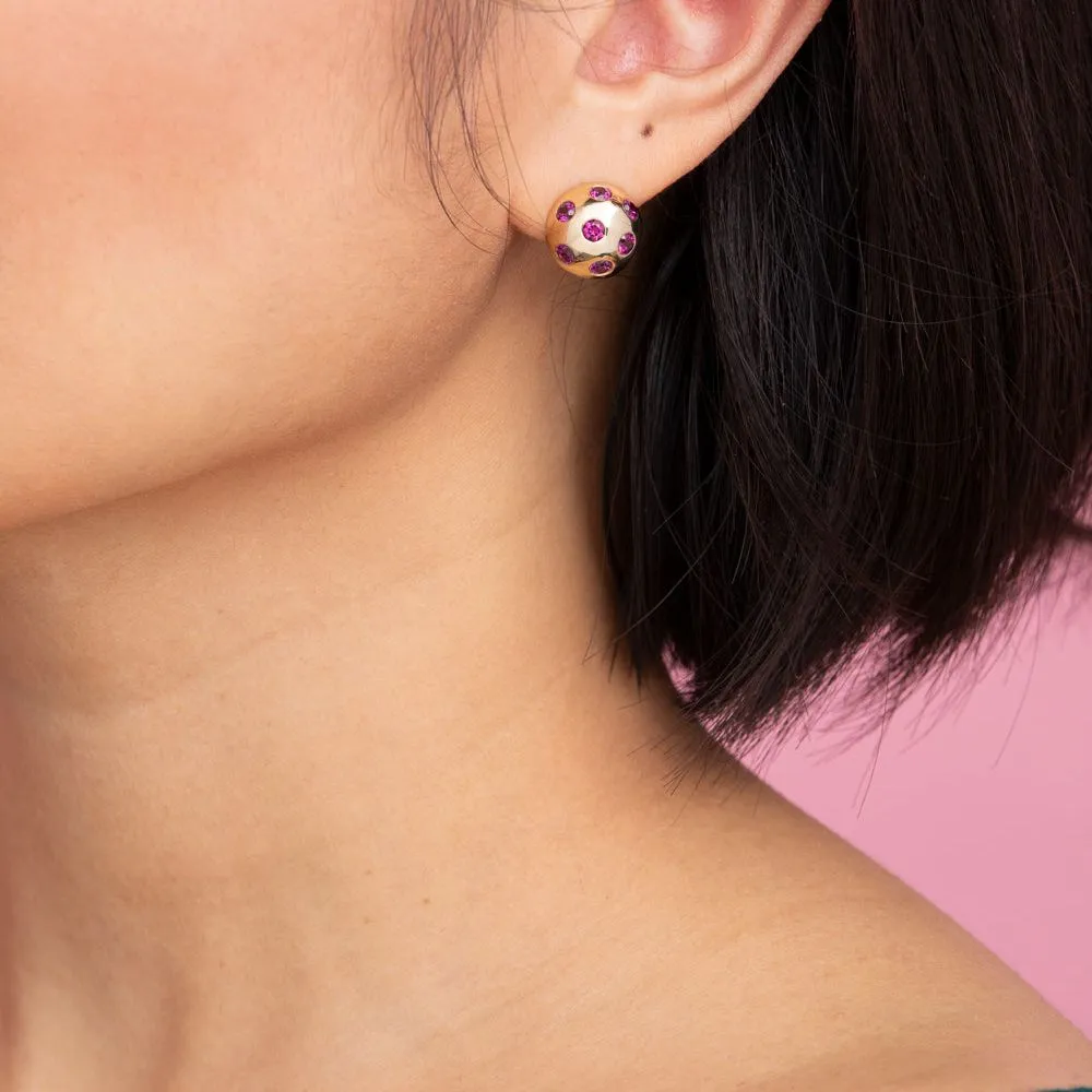 Rhodolite Polka Dot Ball Earrings