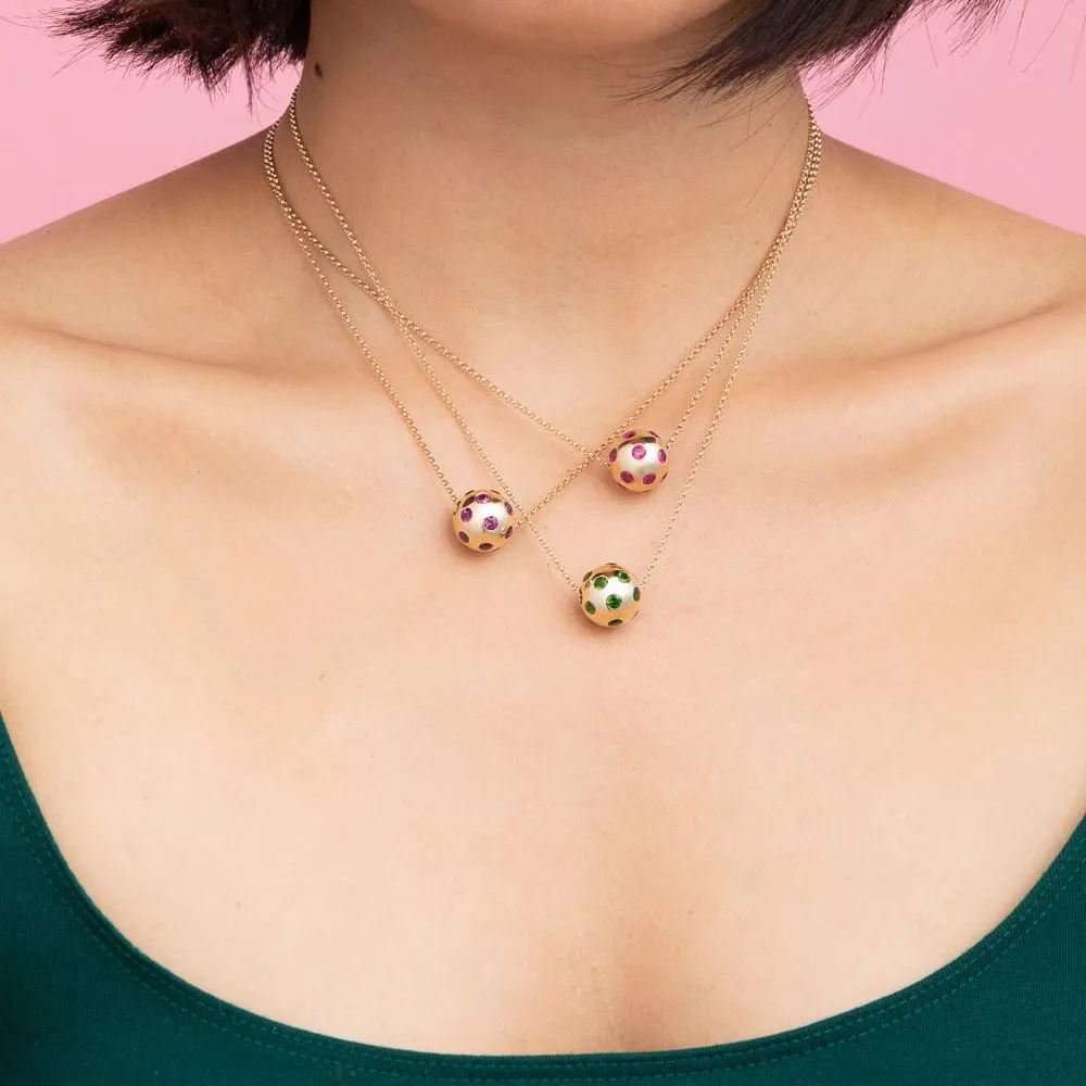 Rhodolite Polka Dot Ball Necklace