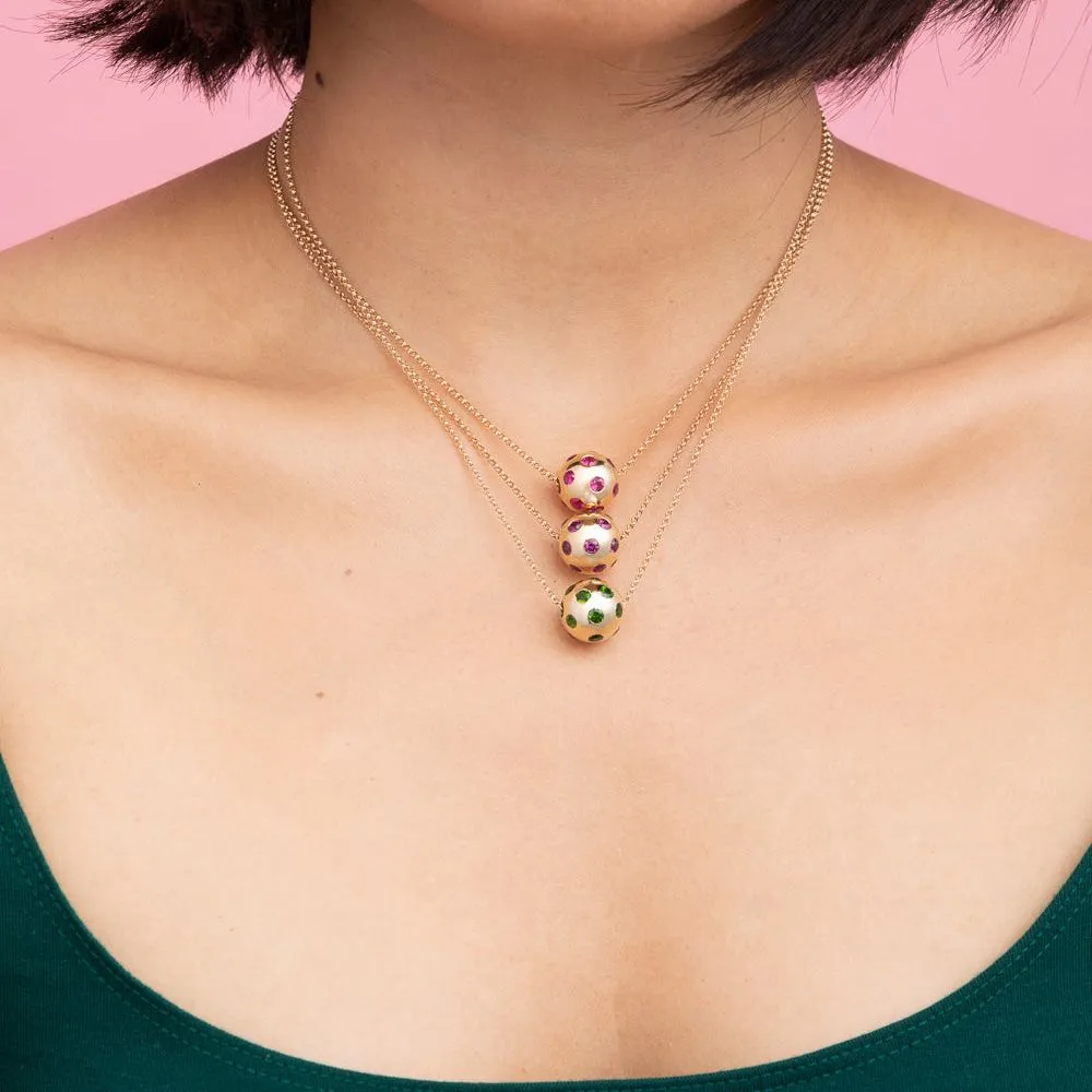 Rhodolite Polka Dot Ball Necklace