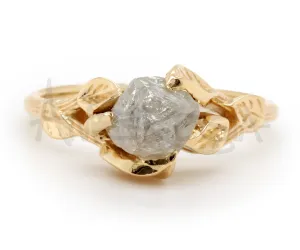 Rough Diamond Gold Leaf Engagement Ring