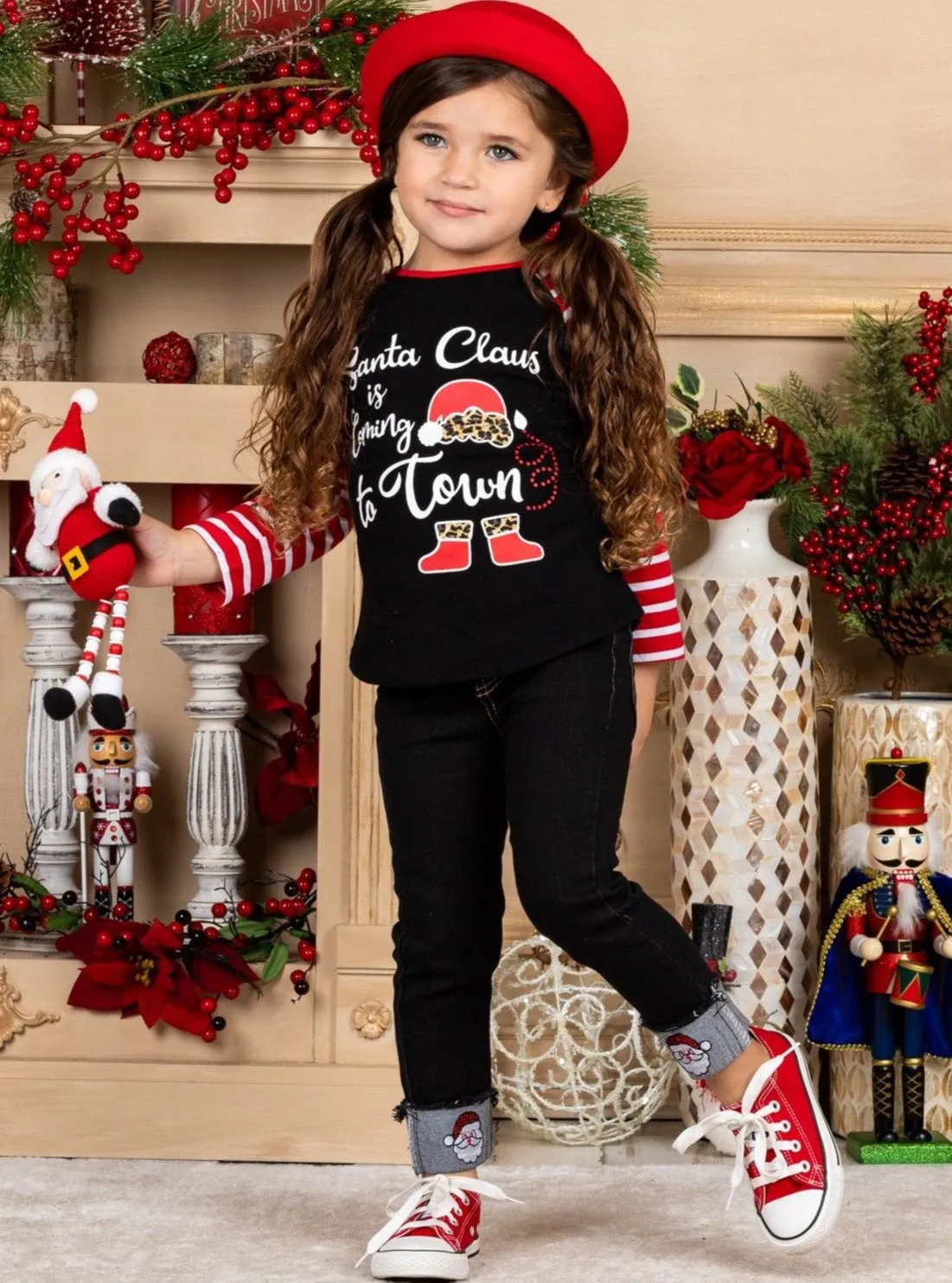 Santa Claus Is Coming To Town Cuffed Jeans Set