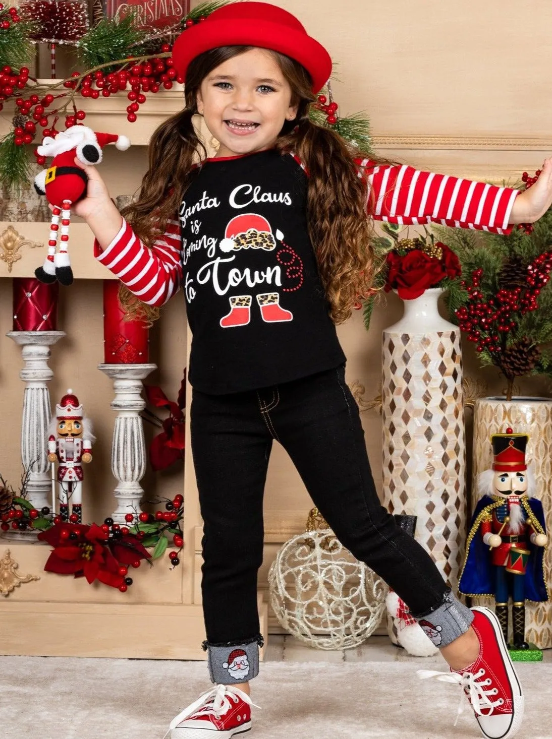Santa Claus Is Coming To Town Cuffed Jeans Set