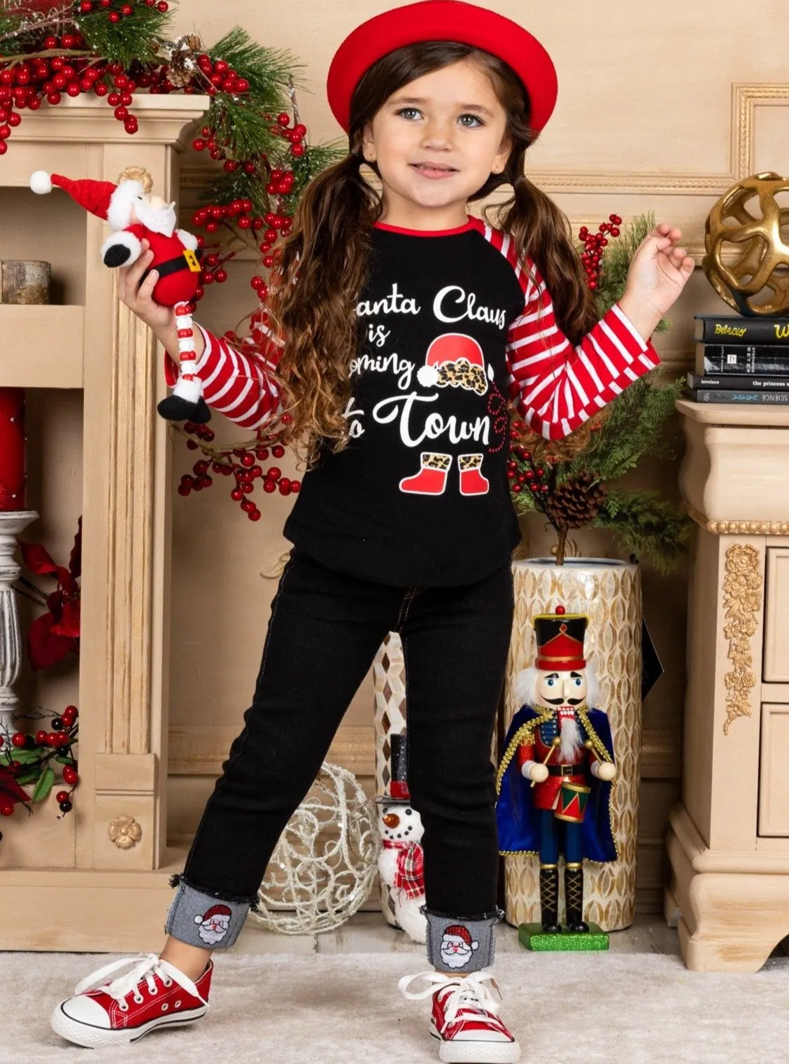 Santa Claus Is Coming To Town Cuffed Jeans Set
