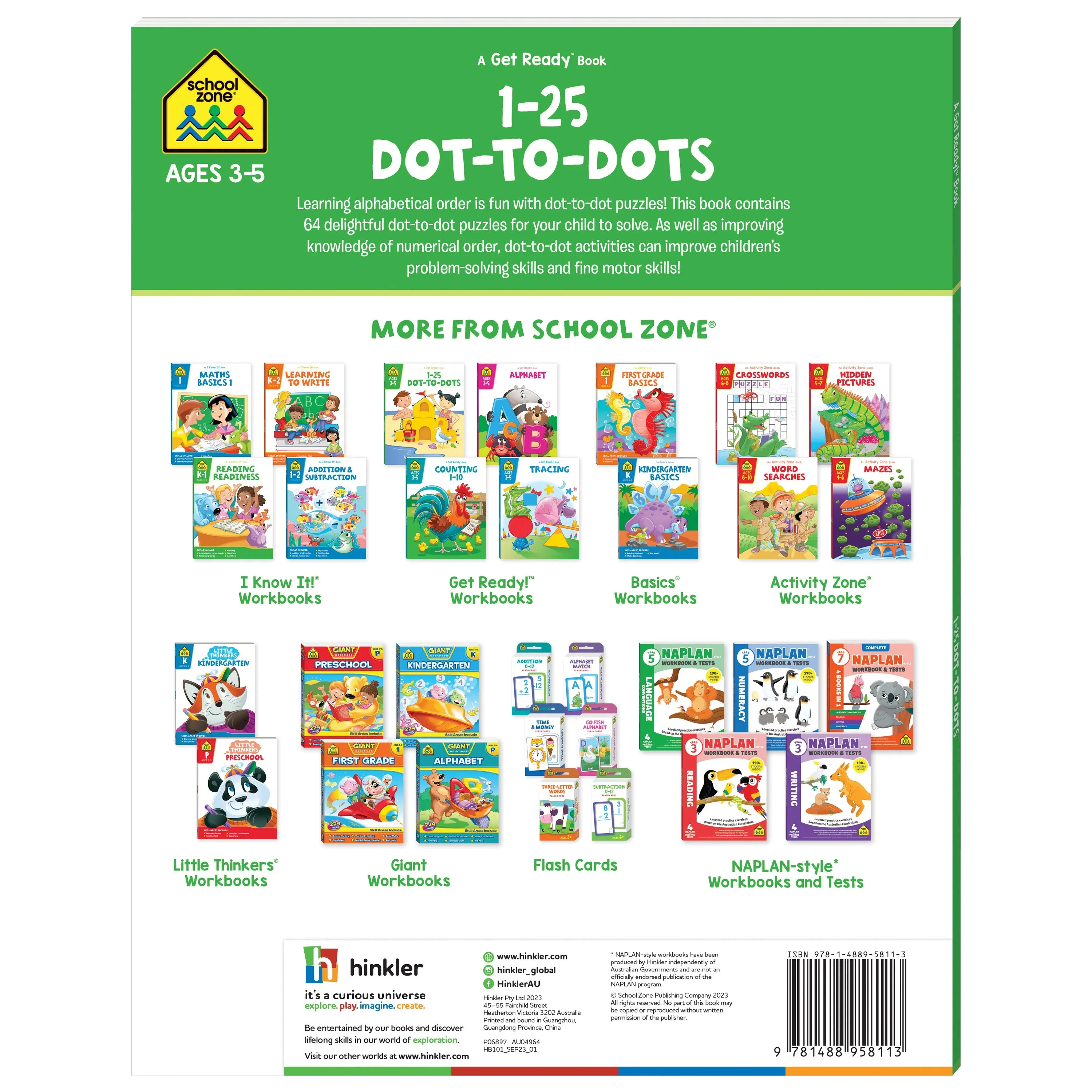 School Zone Get Ready 1-25 Dot-to-Dot