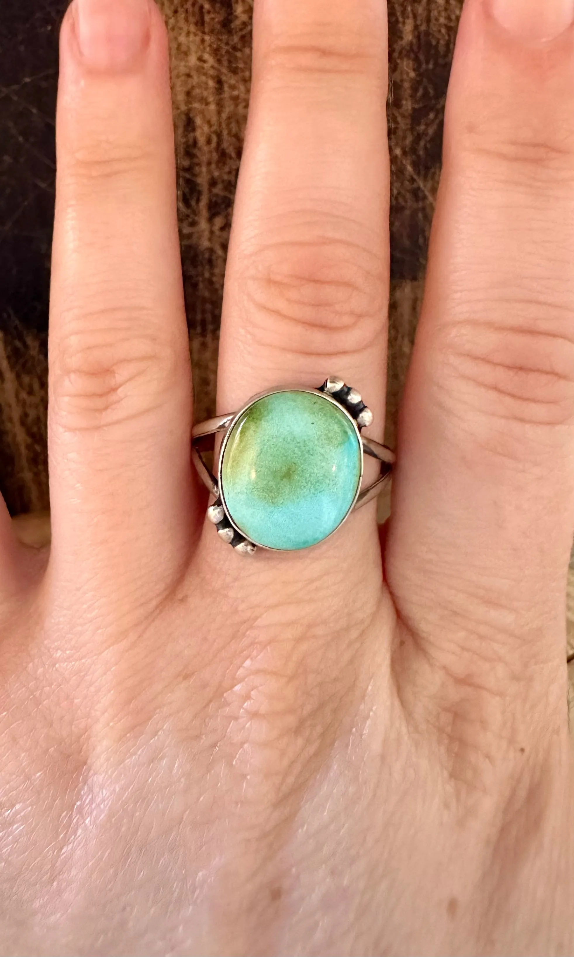 SEAFOAM D&D Sterling Silver and Turquoise Ring • Size 8 1/4