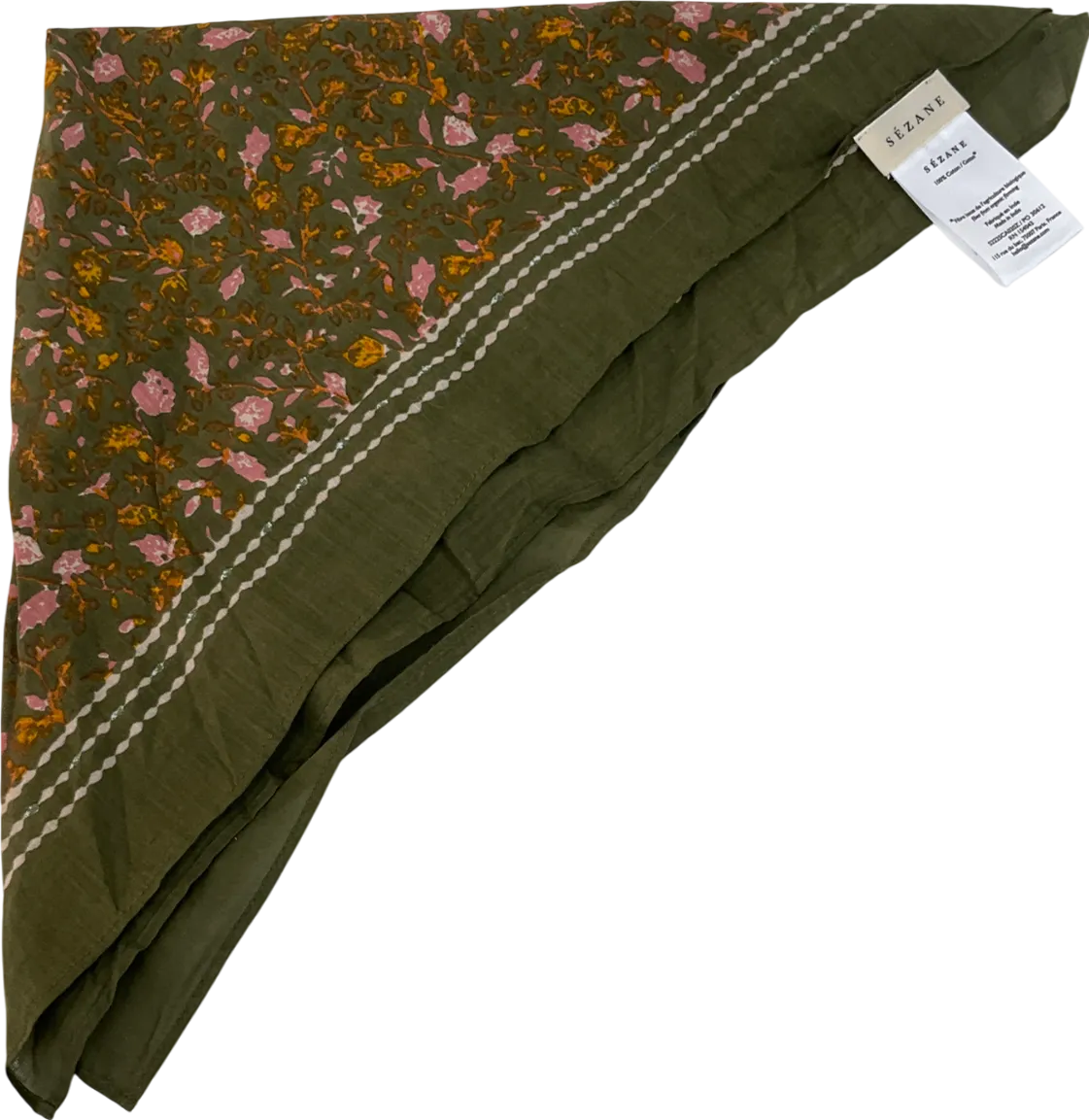 Sezane Green Gaston Square Scarf