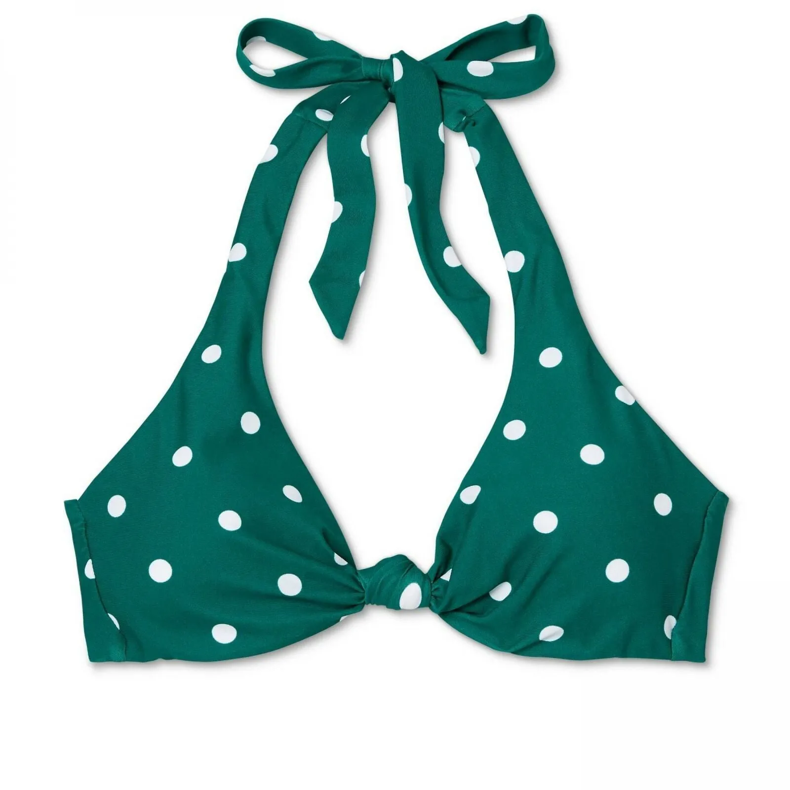 Shade & Shore Women's Knot Front Halter Bikini Top Jungle Green Large