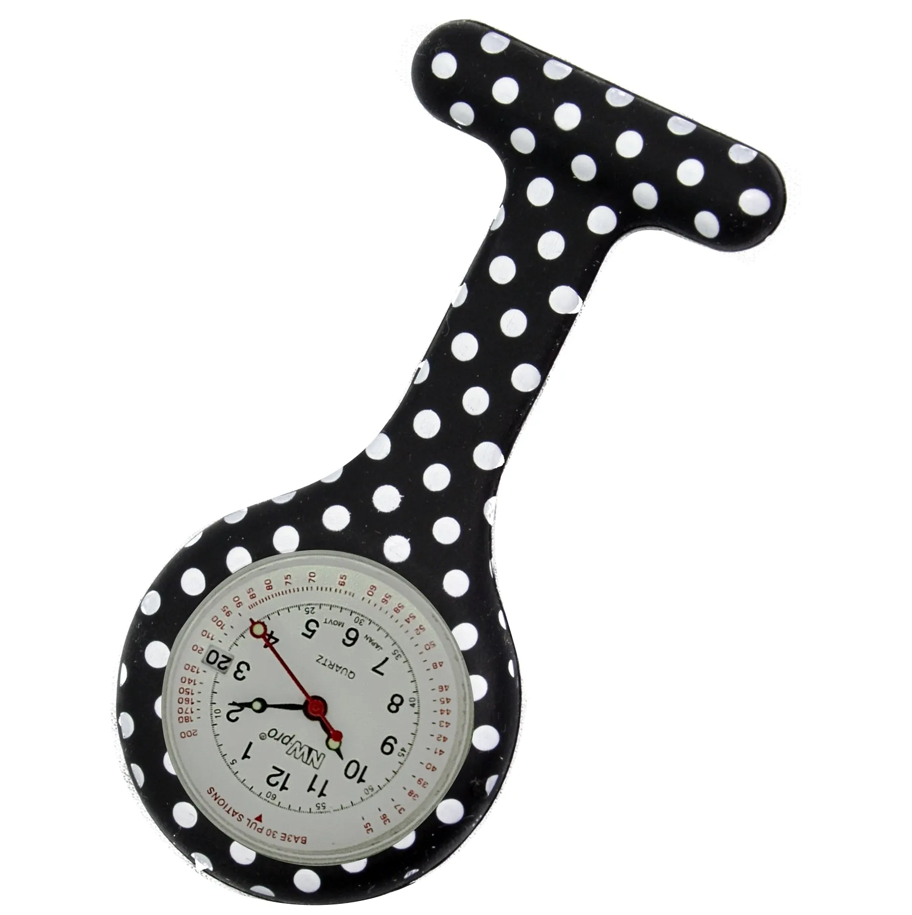 Silicone Pin-on Nurse Watch - Polka Dot - Base 30 Dial