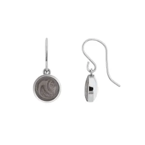 Simple Dome Cremation Earrings in 14K White Gold