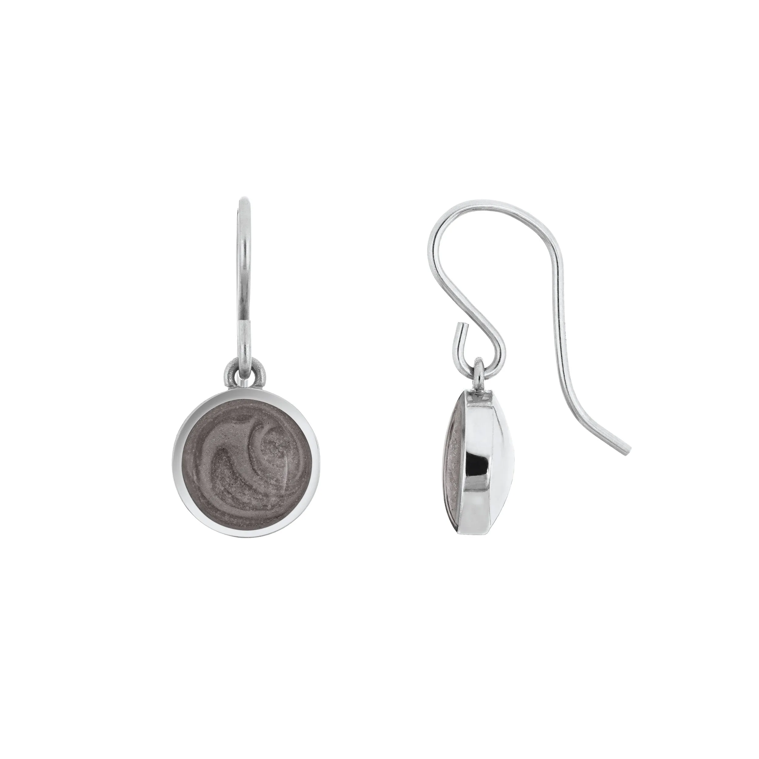 Simple Dome Cremation Earrings in 14K White Gold
