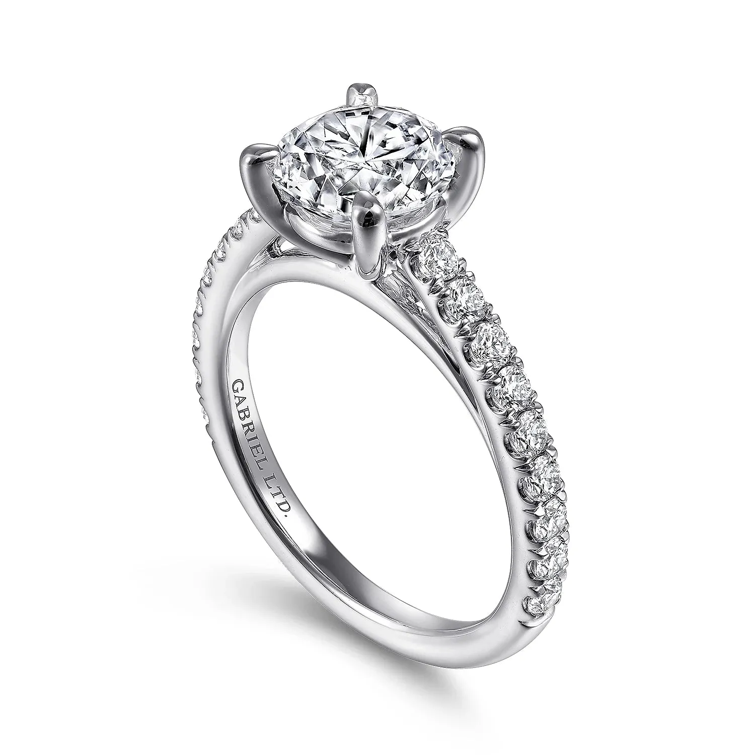 Simple Round Straight Style Engagement Ring Mounting